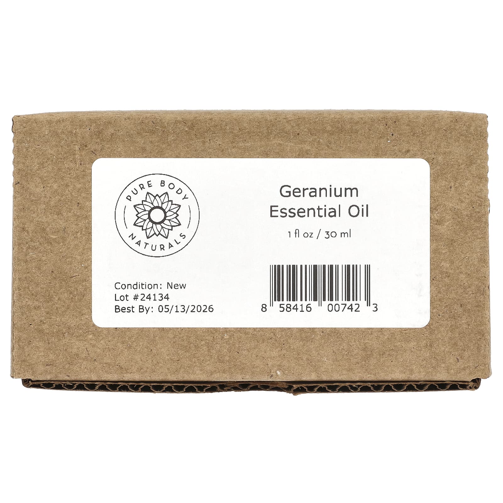 Pure Body Naturals, 100% чистое эфирное масло, герани, 30 мл (1 жидк. Унция)