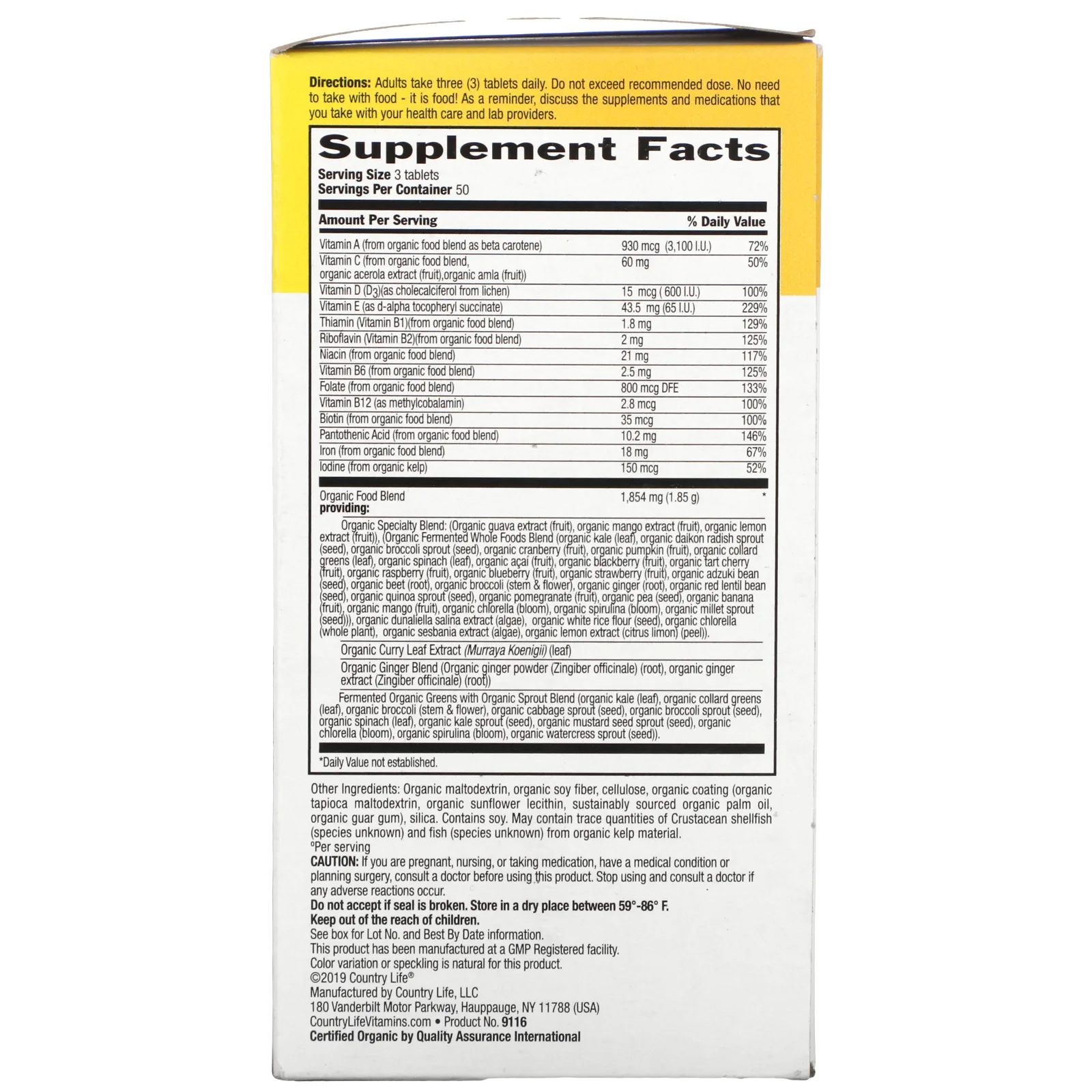 Country Life, Realfood Organics, для беременных, 150 таблеток, которые легко глотать