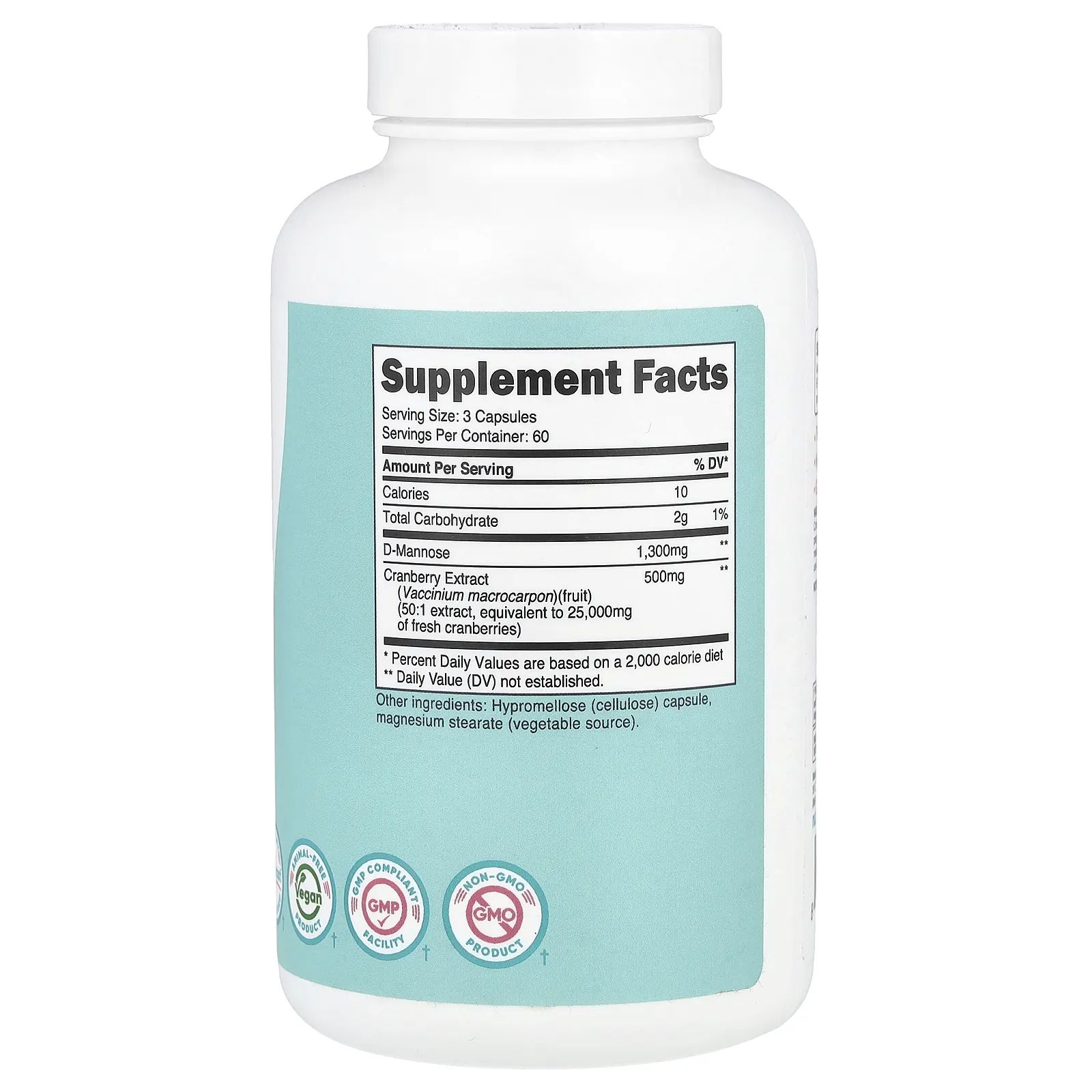 Nutricost, D-манноза с экстрактом клюквы для женщин, 180 капсул