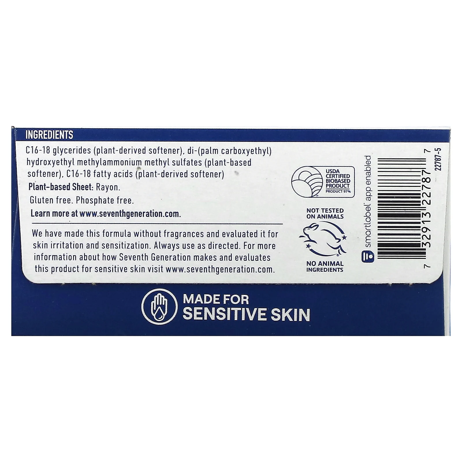 Seventh Generation, кондиционер для ткани, Free & Clear, 80 шт.