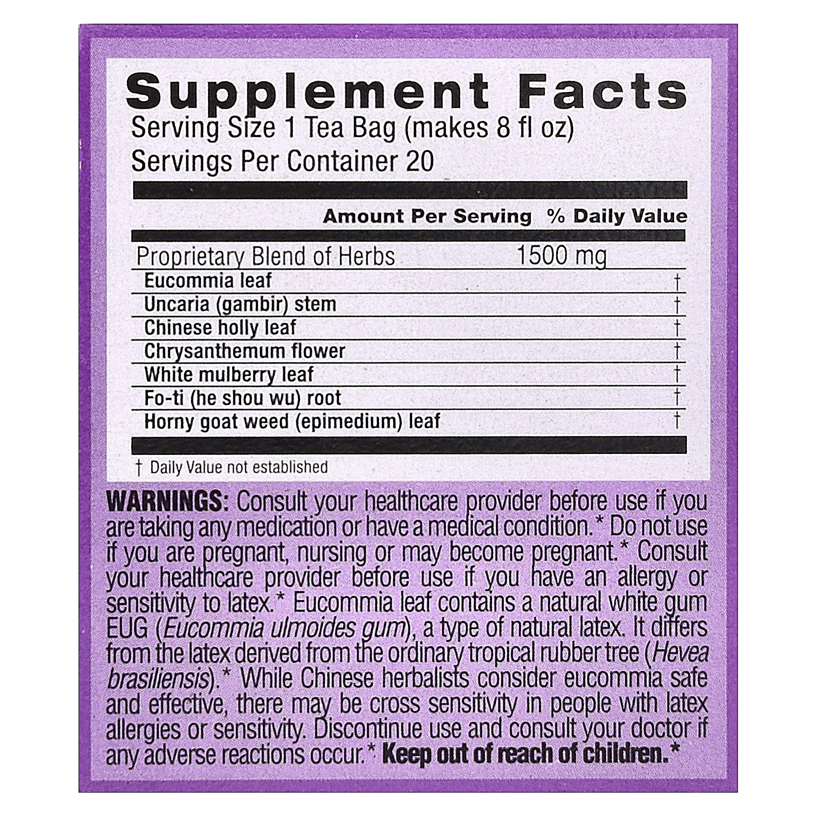 Triple Leaf Tea, артериальное давление, 20 чайных пакетиков, 30 г (1,06 унции)