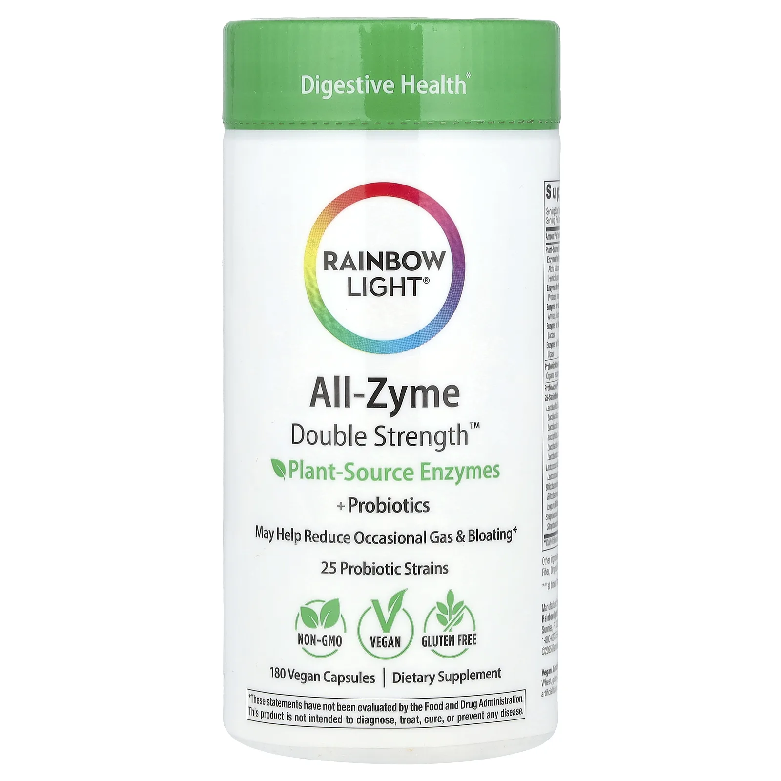 Rainbow Light, All-Zyme, Double Strength ™, 180 веганских капсул