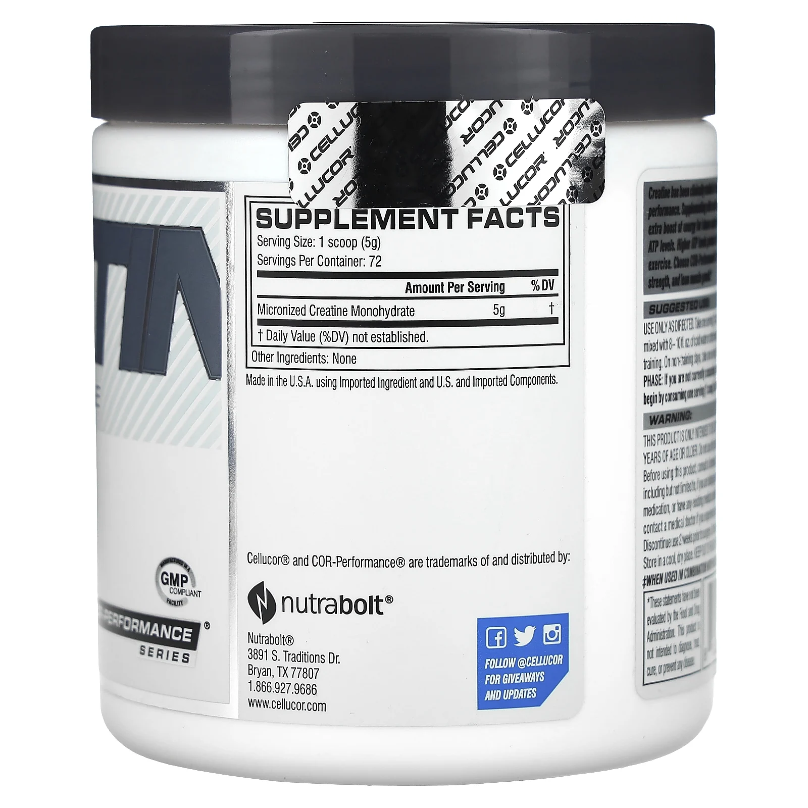 Cellucor, Creatin, креатин COR-Performance®, без добавок, 360 г (12,69 унции)