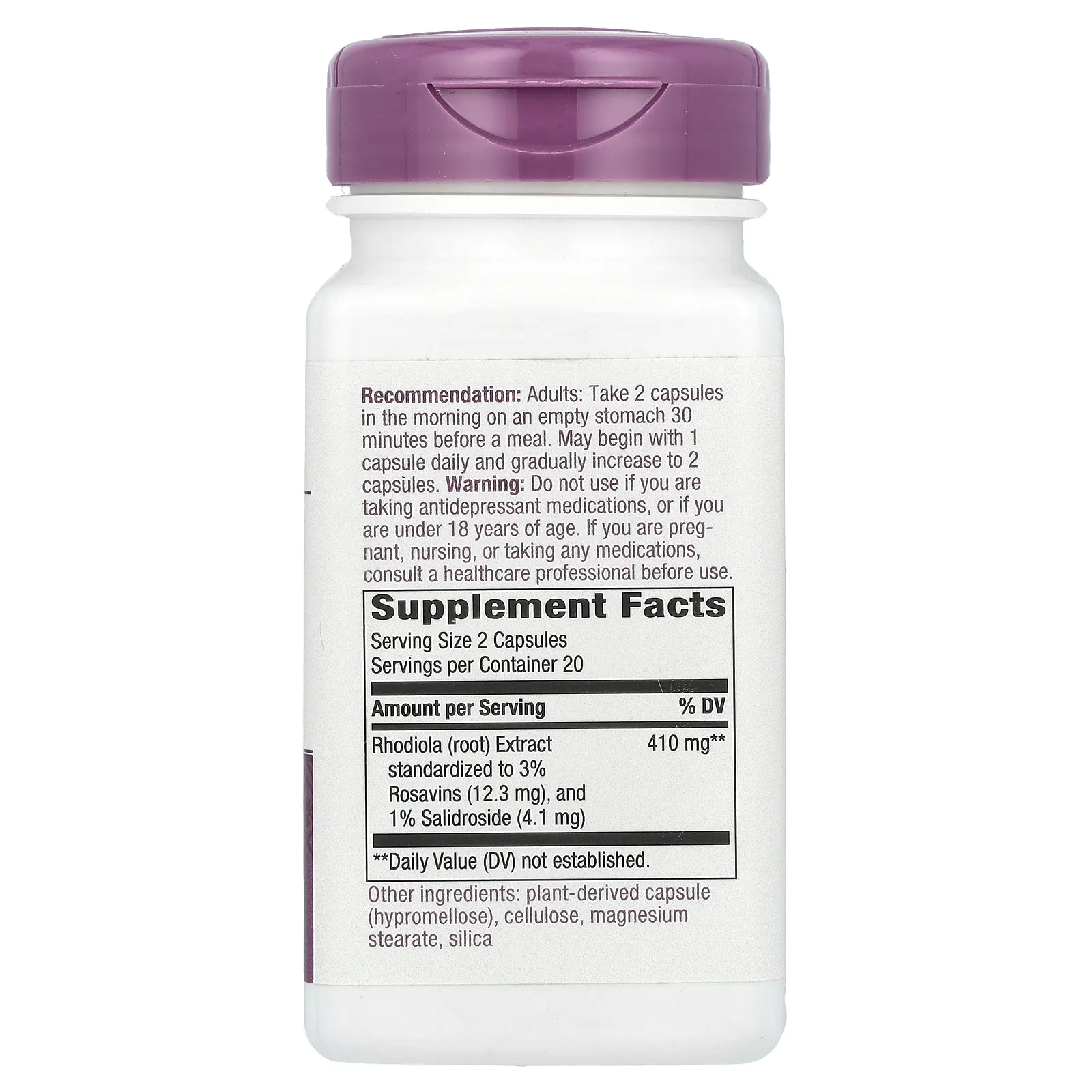 Nature's Way, родиола Energy, 410 мг, 40 веганских капсул (205 мг в 1 капсуле)