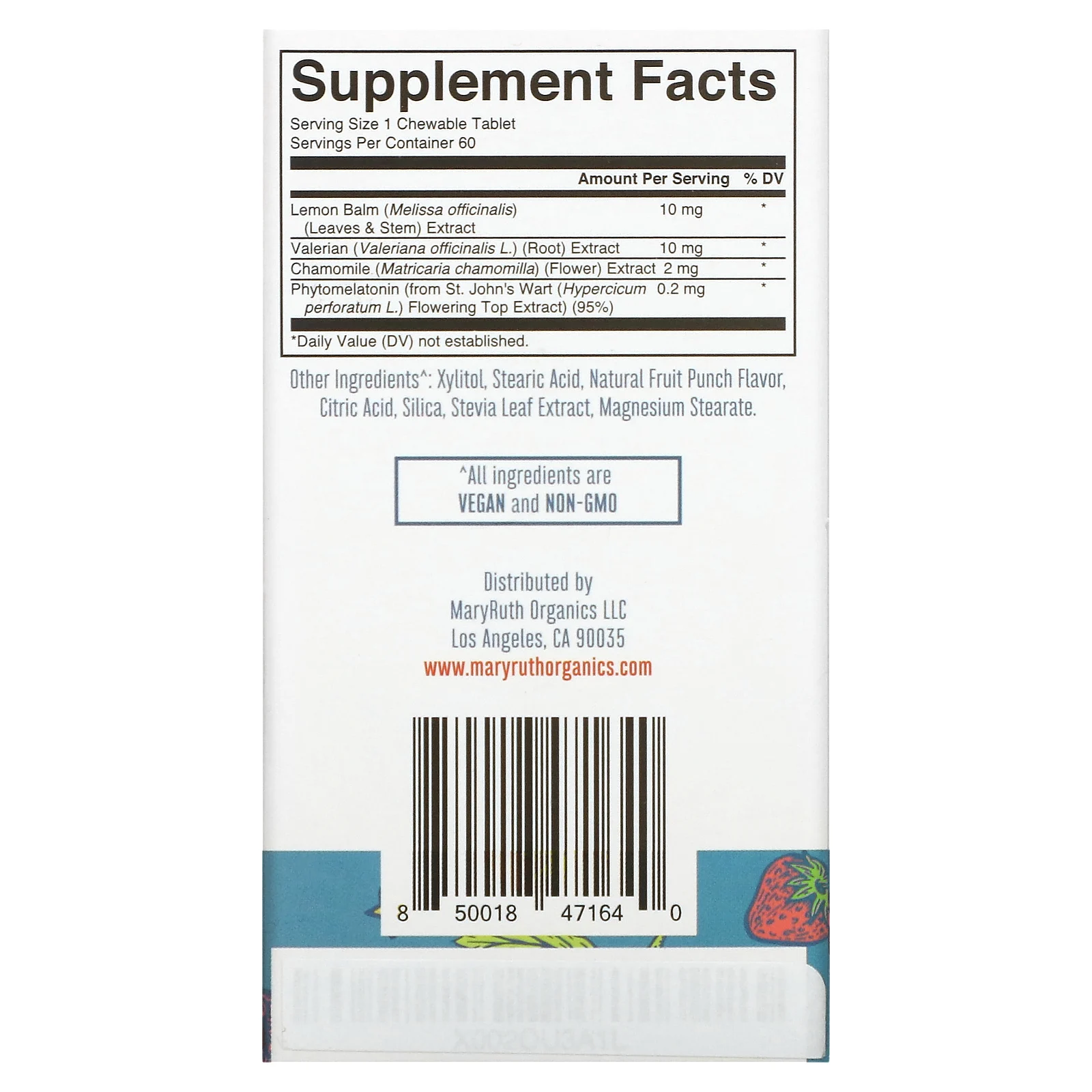 MaryRuth's, Для детей, мелатонин на растительной основе, 60 жевательных таблеток
