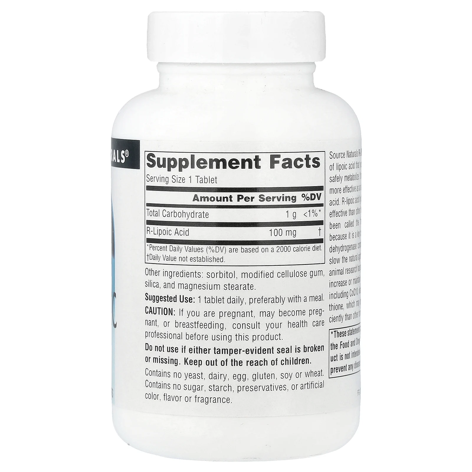 Source Naturals, R-липоевая кислота, 100 мг, 120 таблеток