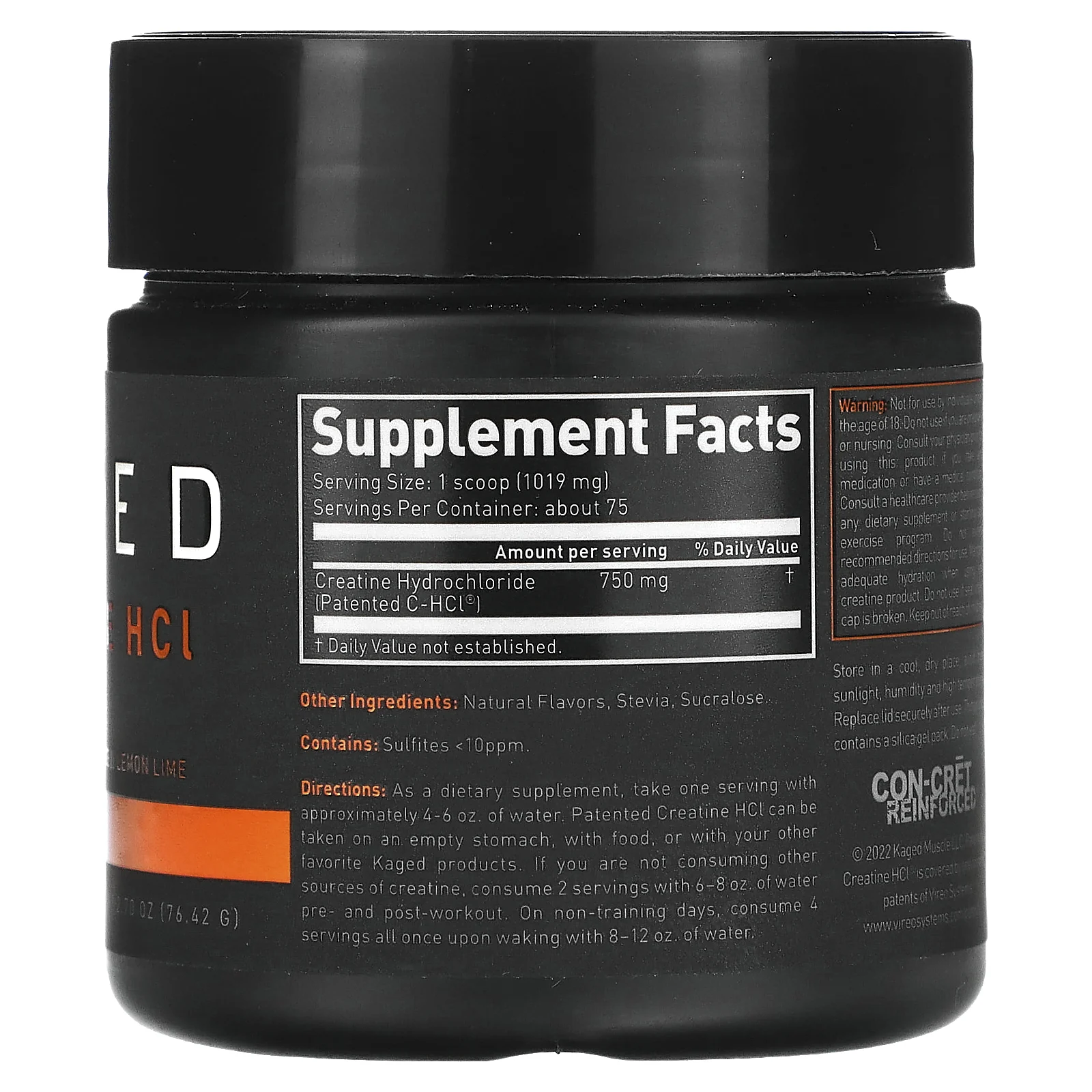 Kaged, Креатин гидрохлорид, лимон и лайм, 76,42 г (2,7 унции)