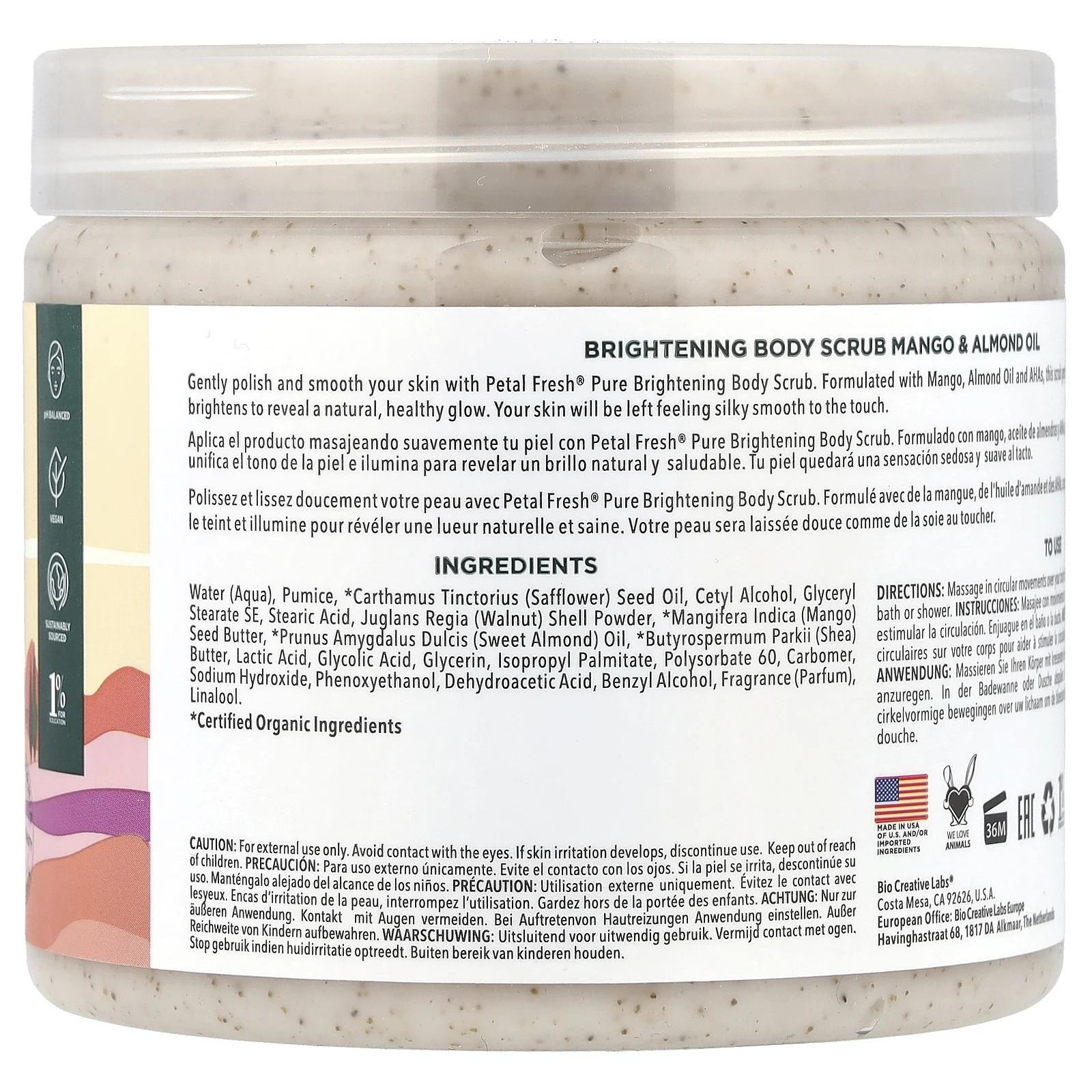 Petal Fresh, Осветляющий скраб для тела с AHAS, маслом манго и миндаля, 473 мл (16 жидк. Унций)