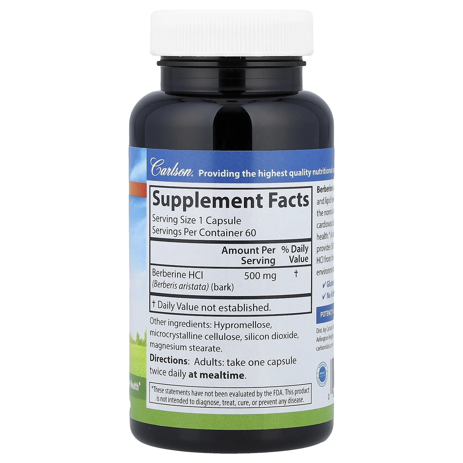 Carlson, Берберин, 500 мг, 60 вегетарианских капсул