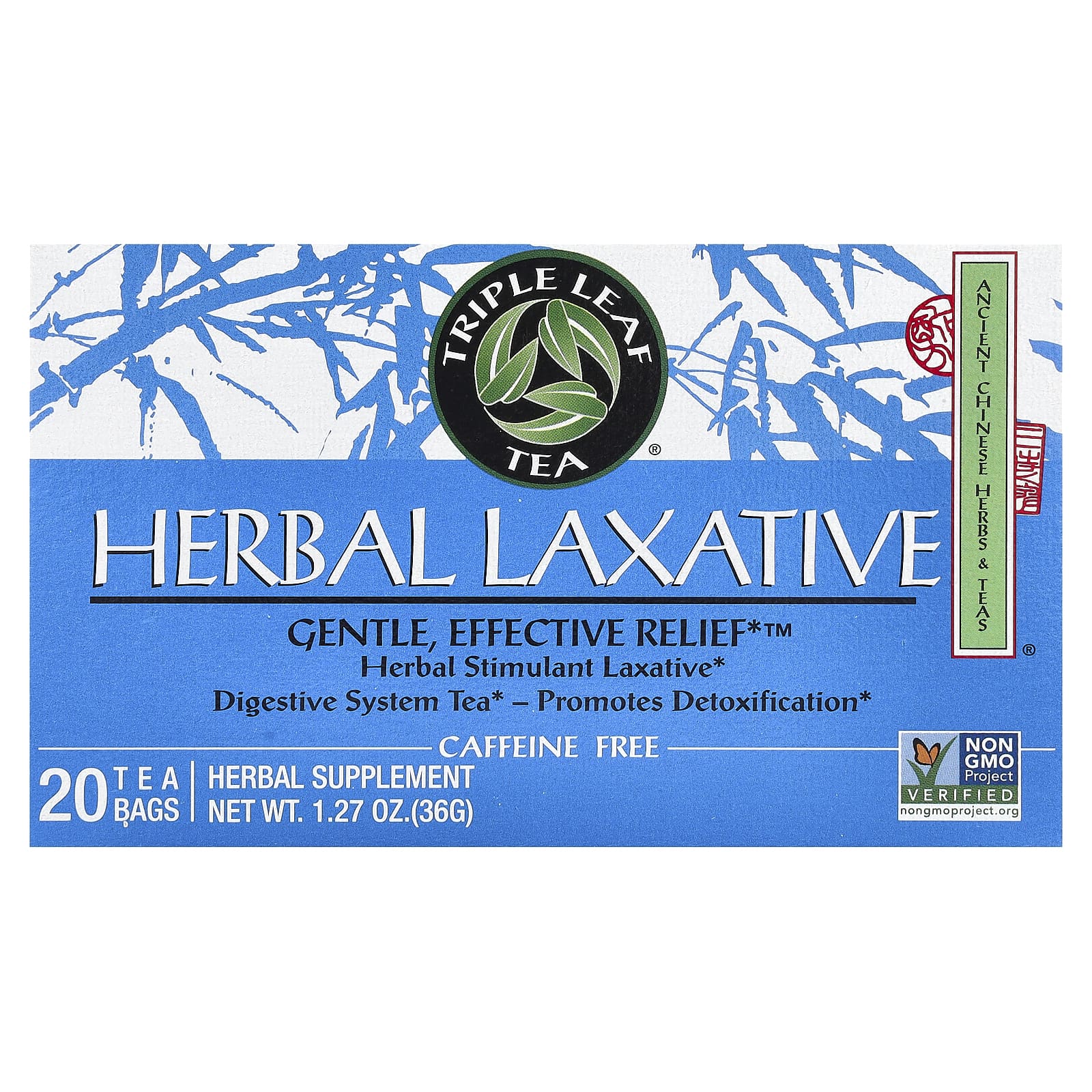Triple Leaf Tea, слабительное на основе трав, 20 чайных пакетиков по 36 г (1,27 унции)