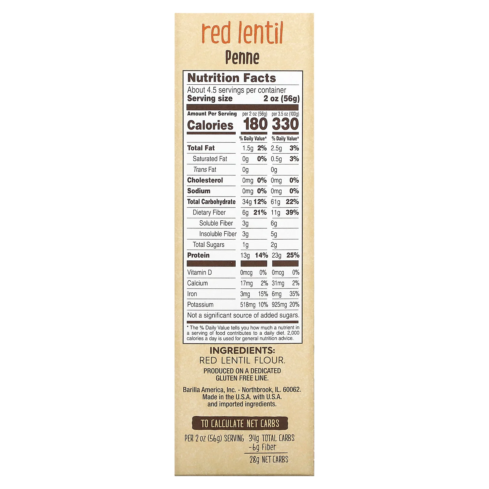 Barilla, Red Lentil Penne , 8.8 oz (250 g)