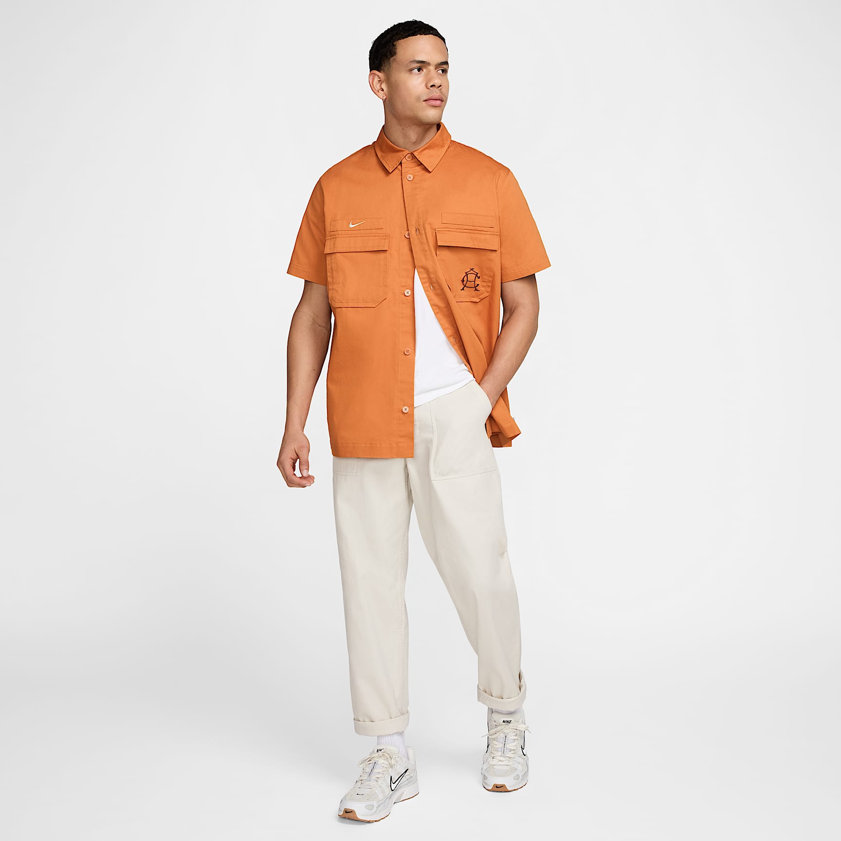 Club América Men's Nike Life Woven Military Short-Sleeve Button-Down Shirt