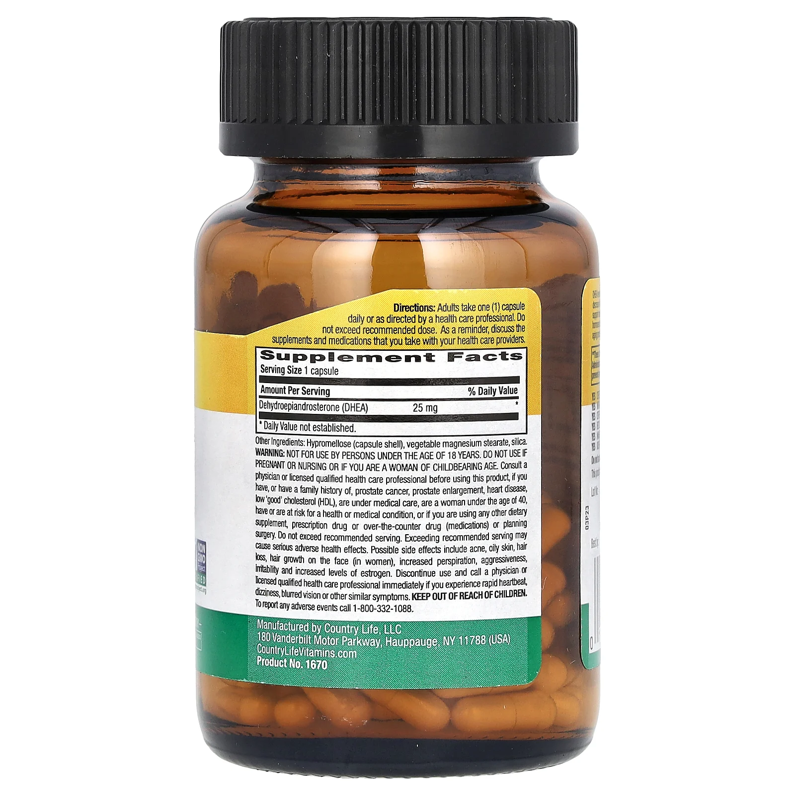 Country Life, ДГЭА, 25 мг, 90 веганских капсул