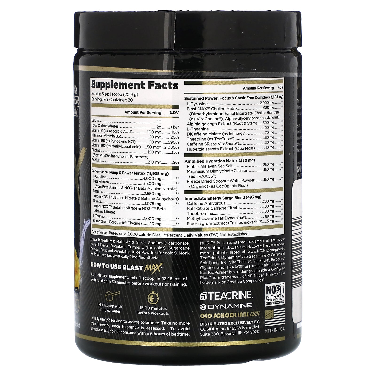 Old School Labs, Blast Max, улучшенная формула перед тренировкой, манго и маргарита, 418 г (14,7 унции)