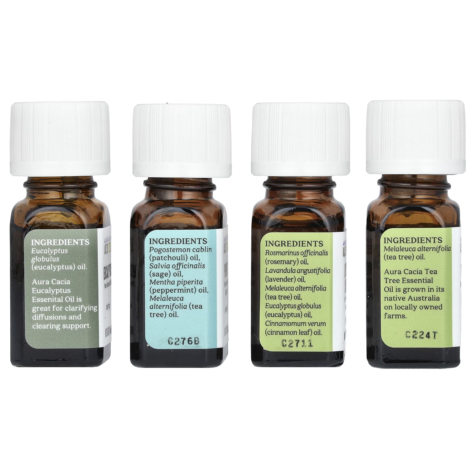 Aura Cacia, Purify Kit, очищающие чистые эфирные масла, 4 флакона по 7,4 мл (0,25 жидк. Унции)