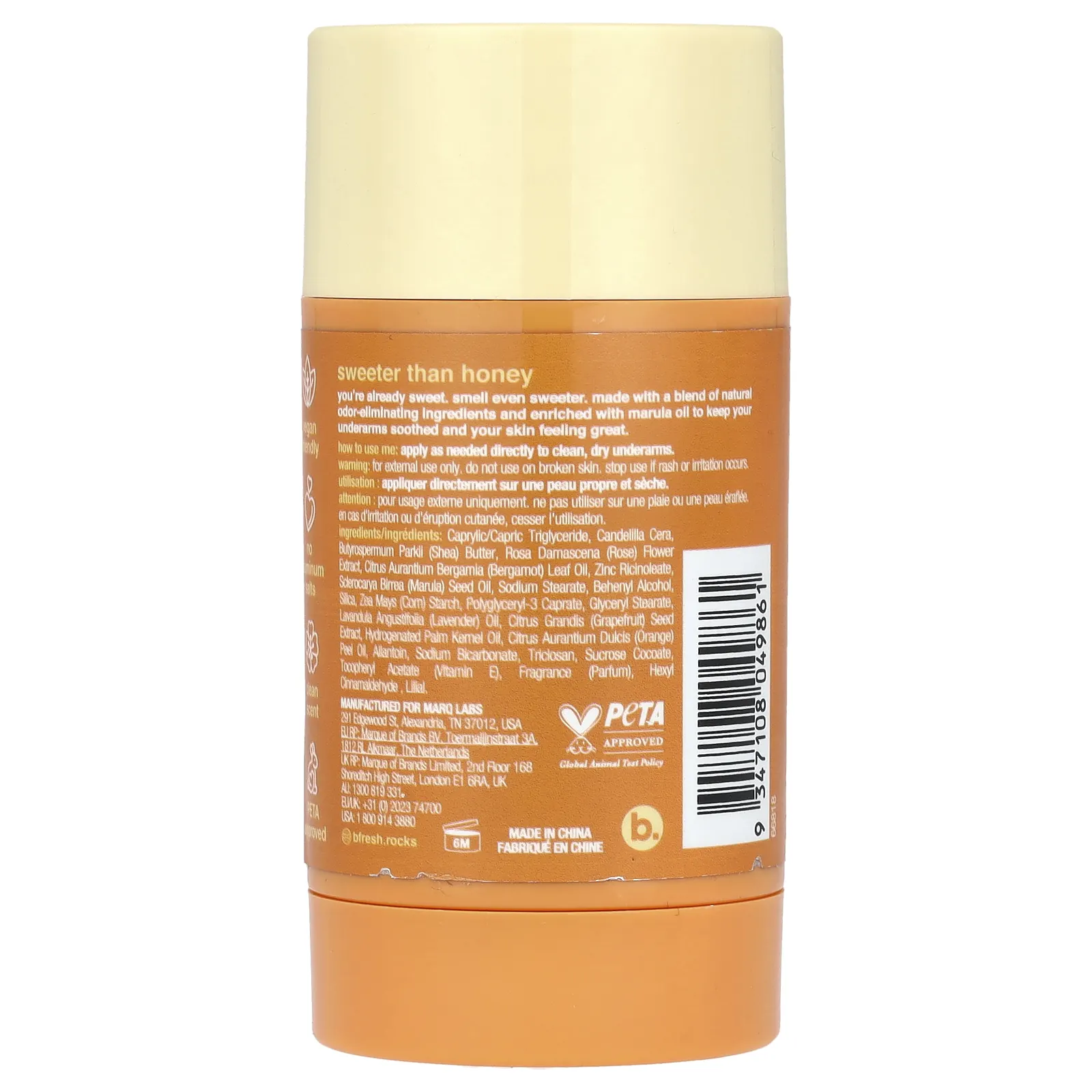 b.fresh, Дезодорант, мед и миндаль, 75 г (2,64 унции)