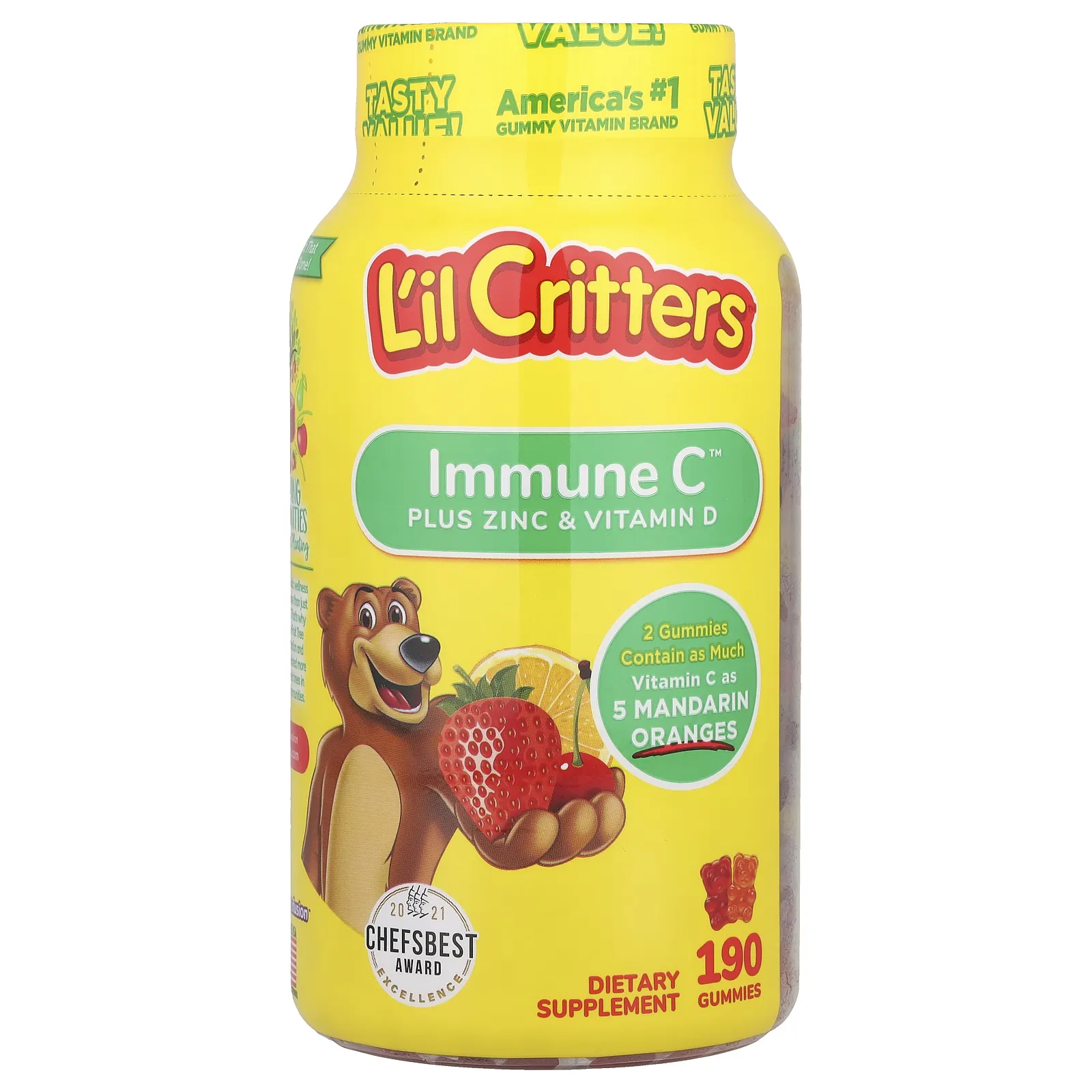 L'il Critters, Immune C с цинком и витамином D, 190 жевательных мармеладок