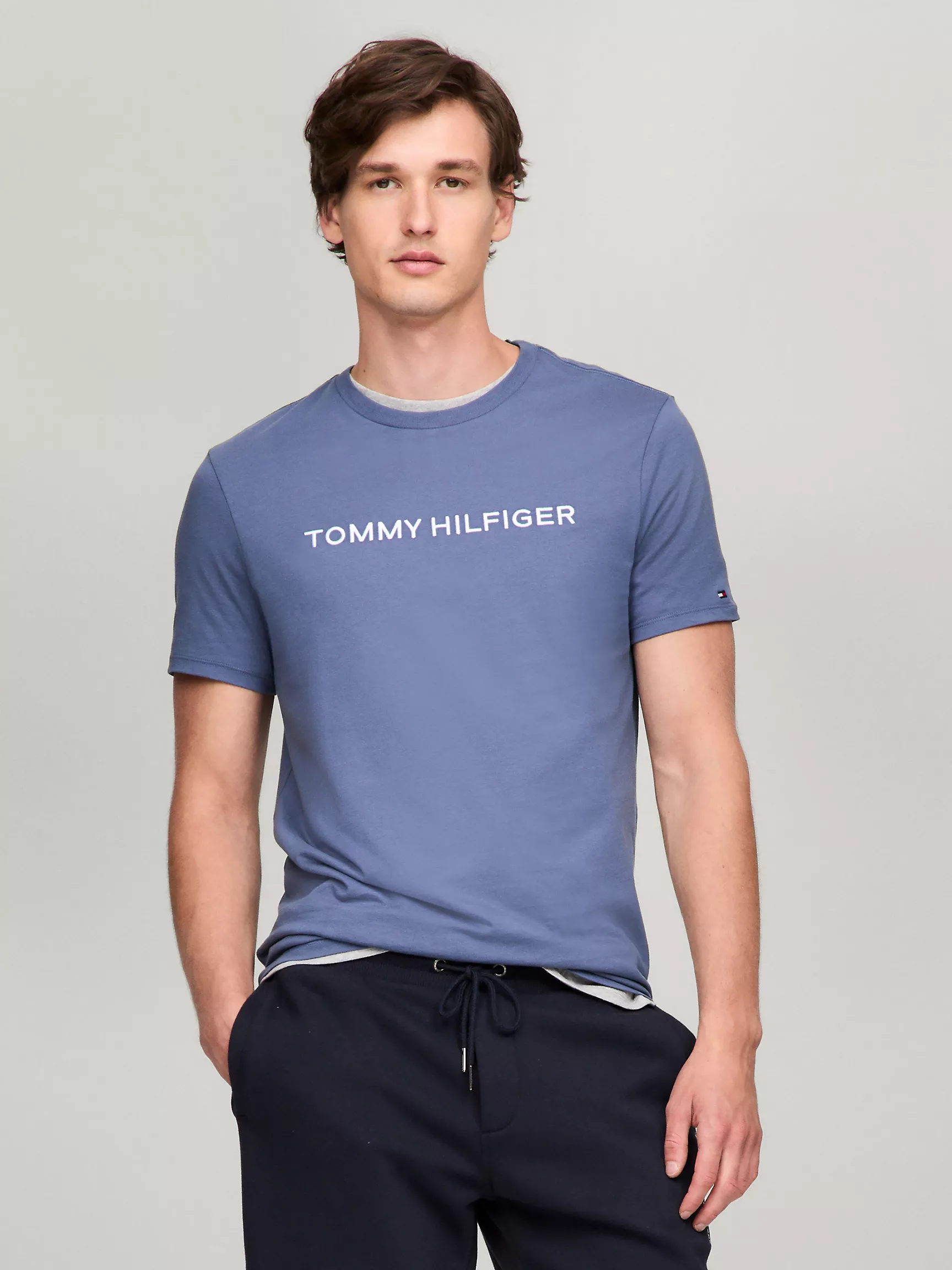 Мужская футболка Tommy Hilfiger, Футболка с вышитым логотипом Hilfiger Icon