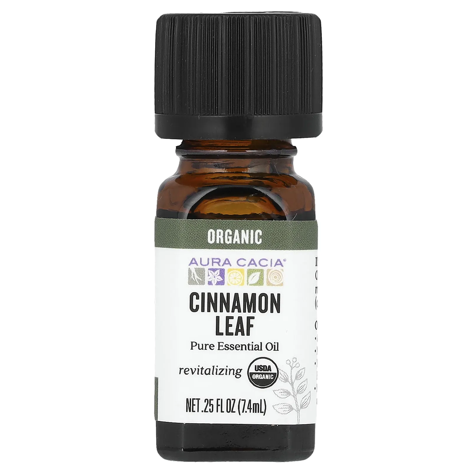 Aura Cacia, Органическое масло из листьев корицы, 0,25 жидких унций (7,4 мл)