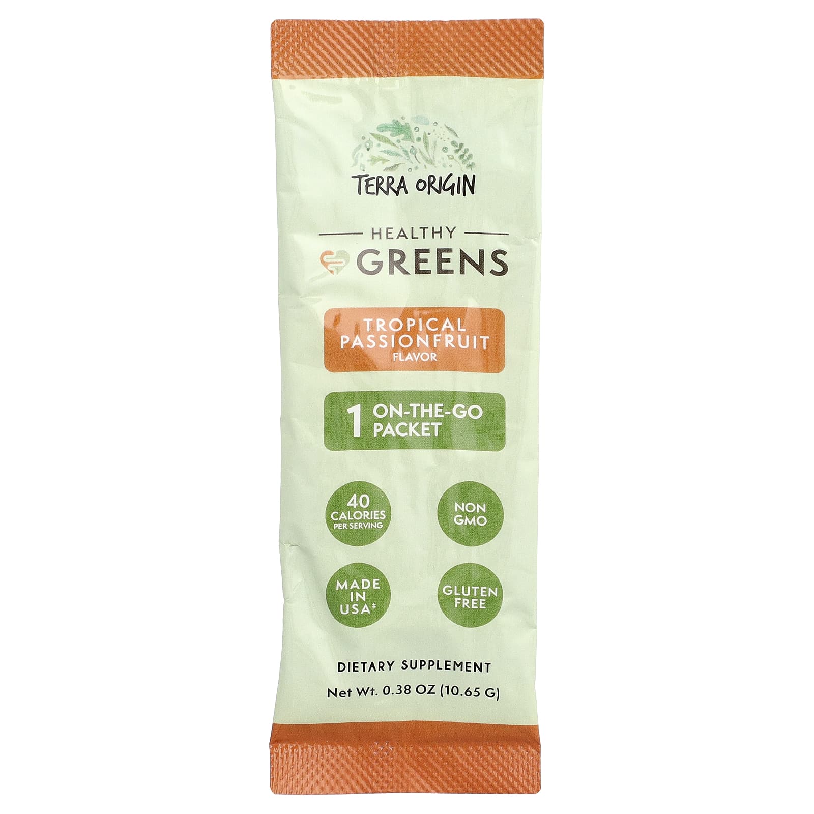 Terra Origin, Healthy Greens, тропическая маракуйя, 15 пакетиков On the Go, 10,65 г (0,38 унции) каждый