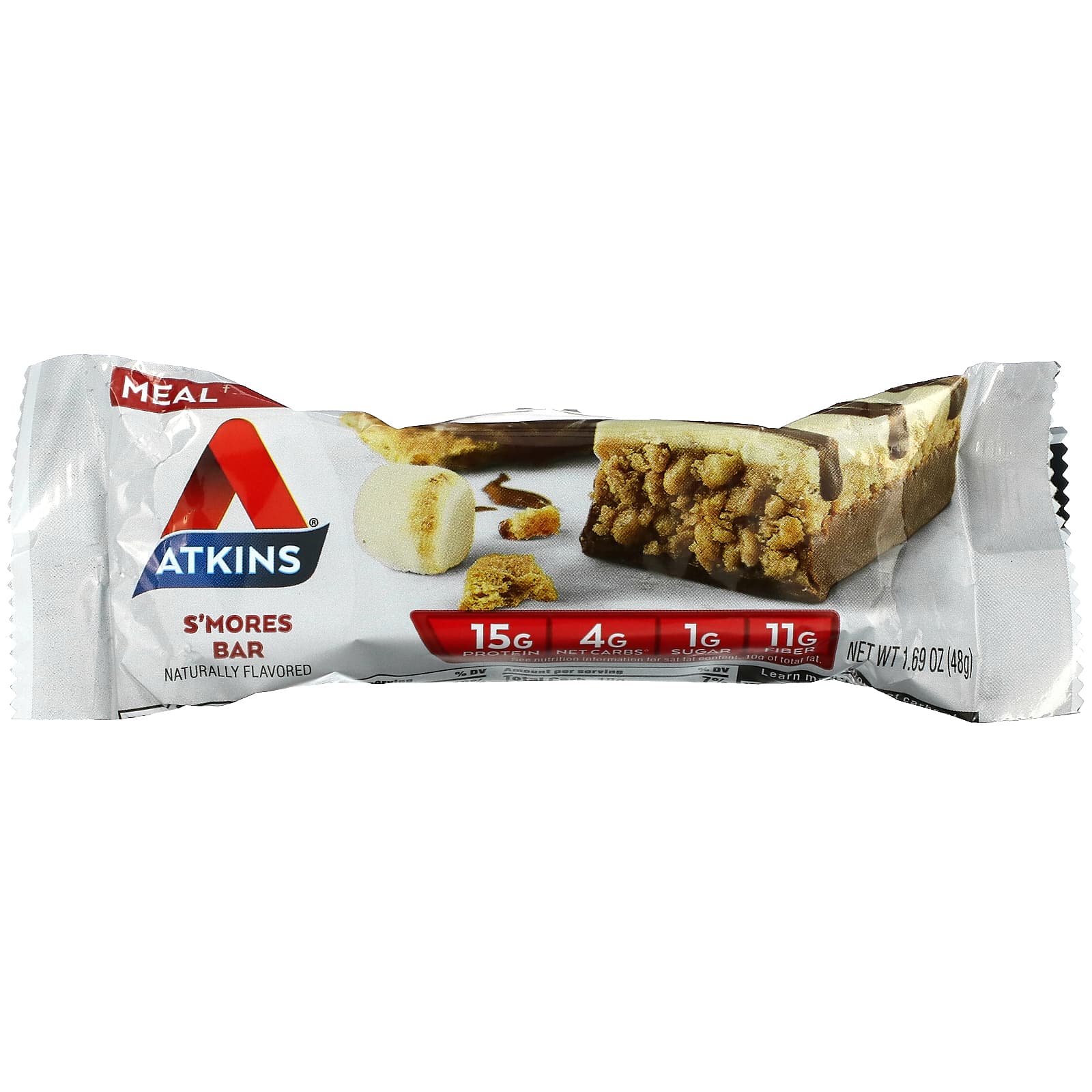 Atkins, S'mores, протеиновый батончик, 5 шт. по 48 г (1,69 унции)