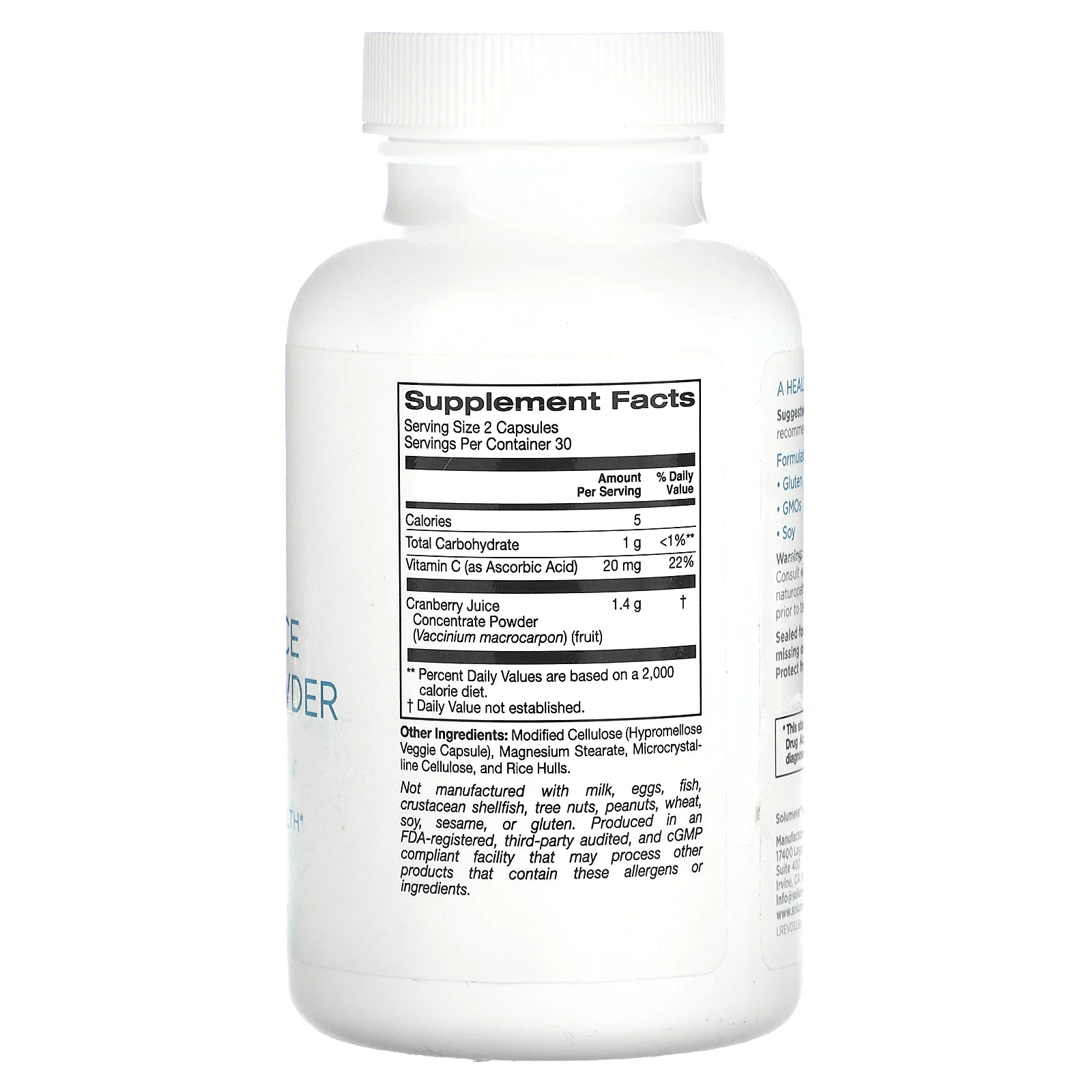 Solumeve, концентрат клюквенного сока с витамином C, 60 растительных капсул