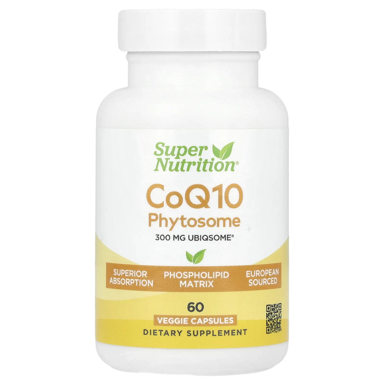 Super Nutrition, Фитосома коэнзима Q10, 300 мг, 60 растительных капсул