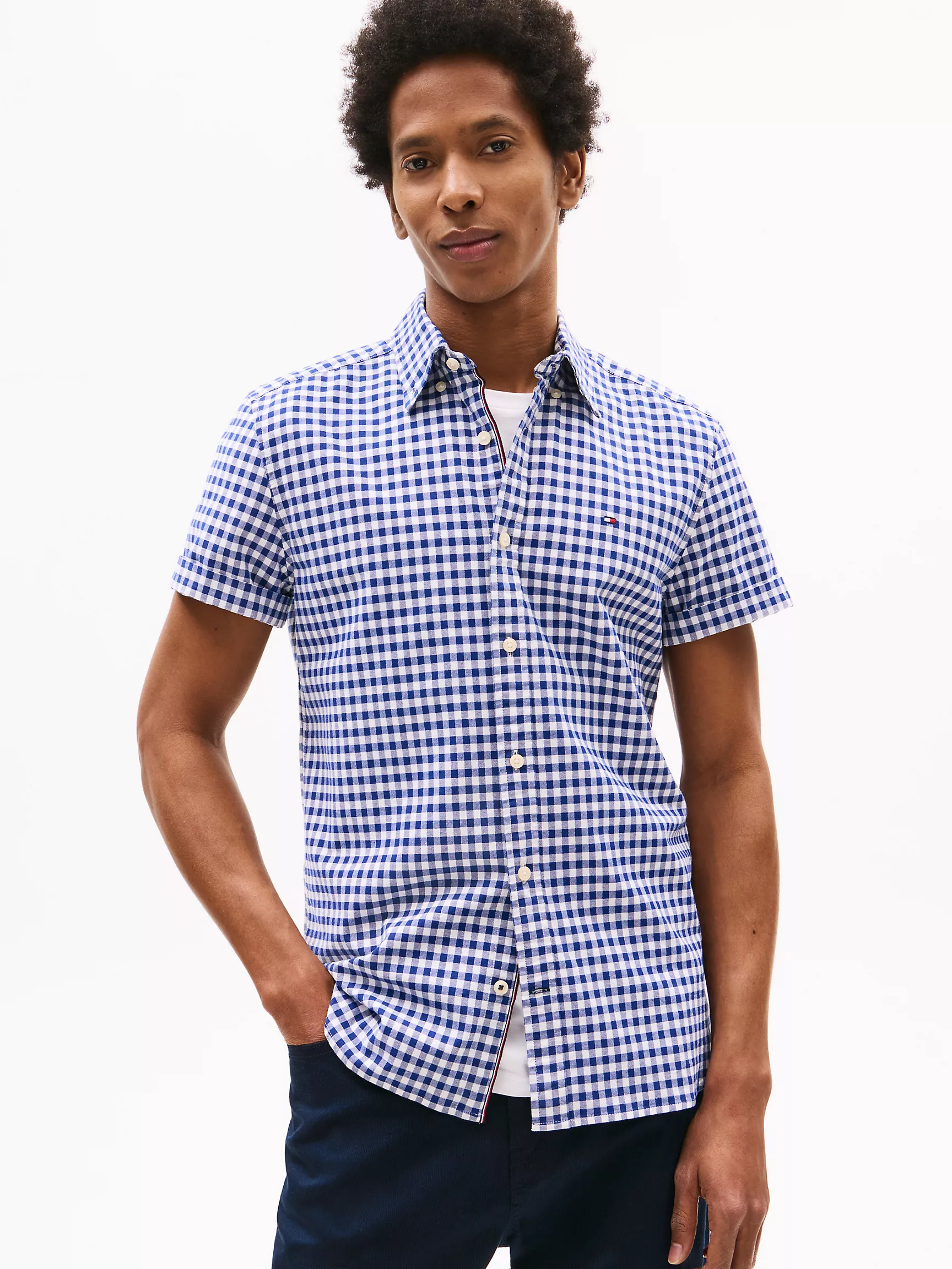 Мужская рубашка Tommy Hilfiger, Стандартная рубашка из оксфорда в клетку гингем