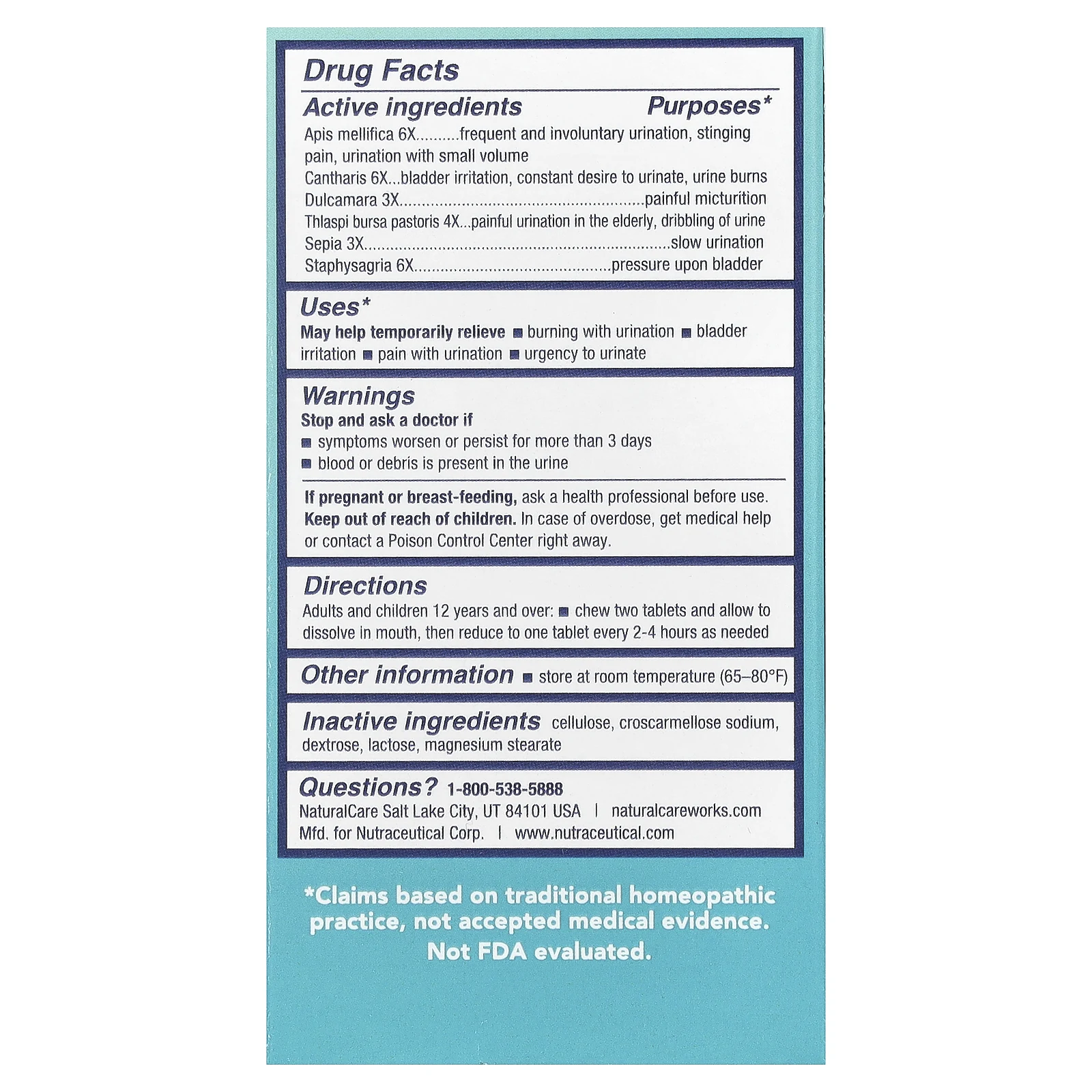 NaturalCare, UTI Care®, 60 таблеток