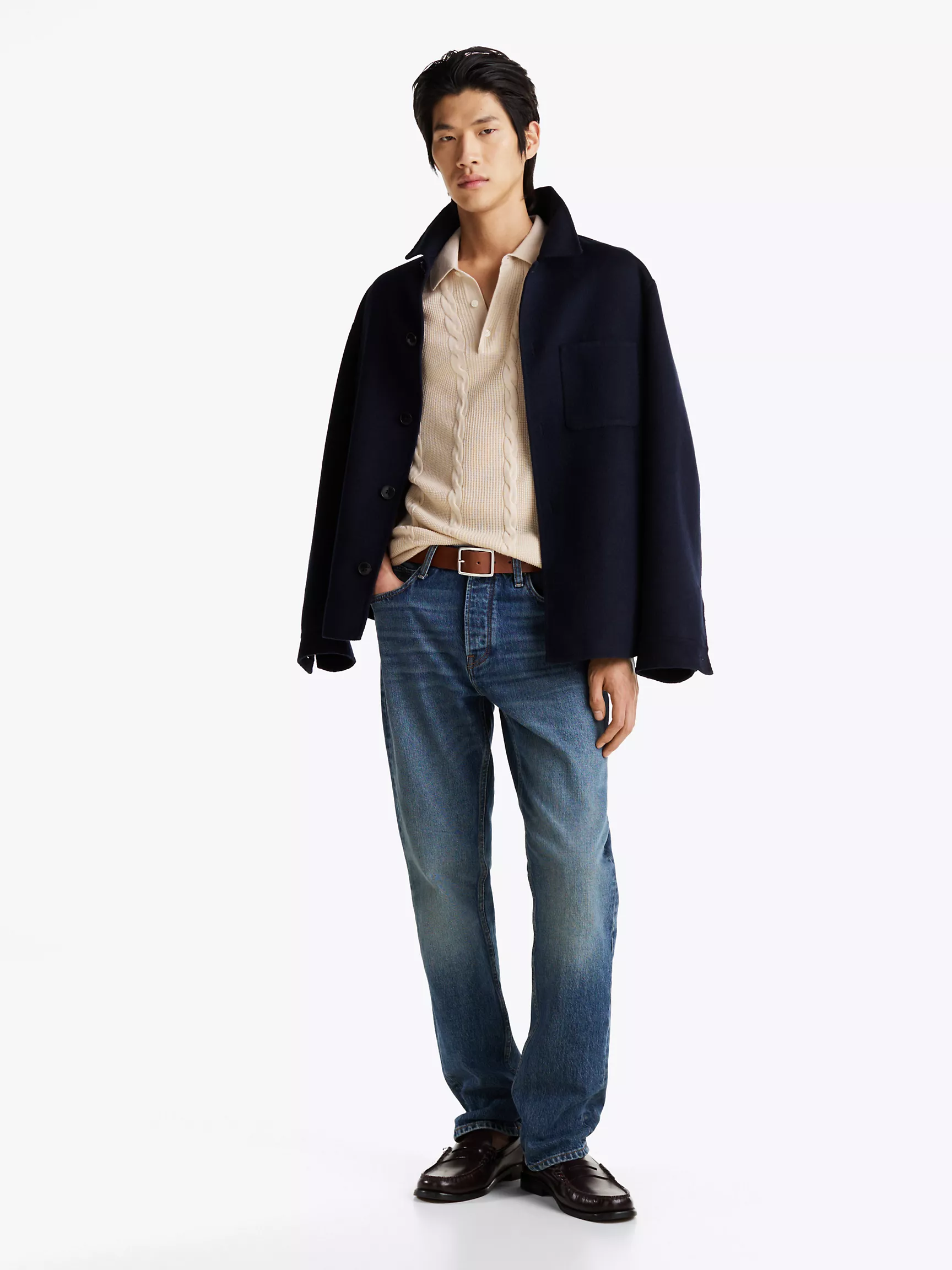 Мужское поло Tommy Hilfiger, Вязаное поло стандартного кроя с узором "косы"