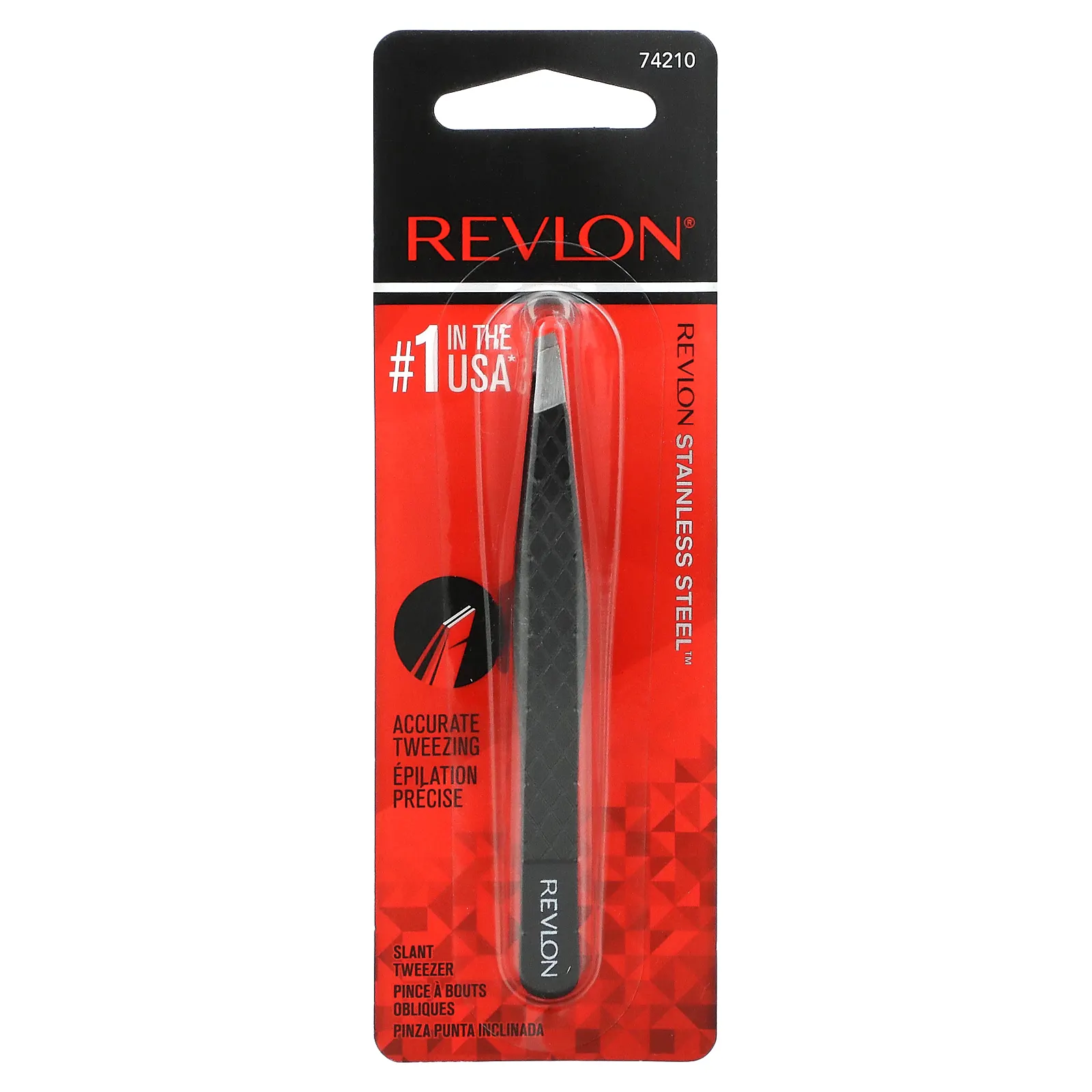 Revlon, скошенный пинцет, черный, 1 шт.