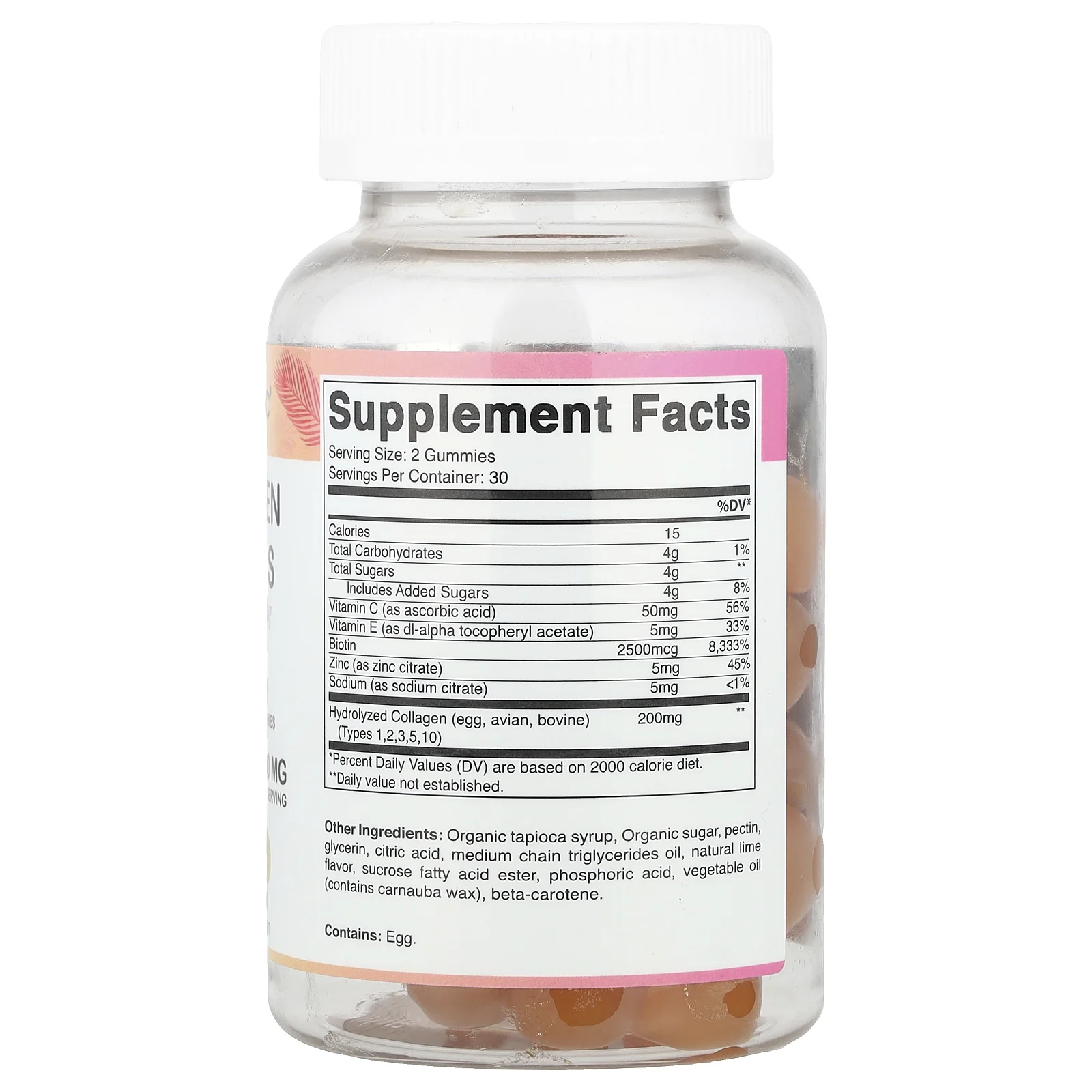 Vitamatic, Жевательные мармеладки с коллагеном с биотином и цинком, тропические, 60 жевательных таблеток