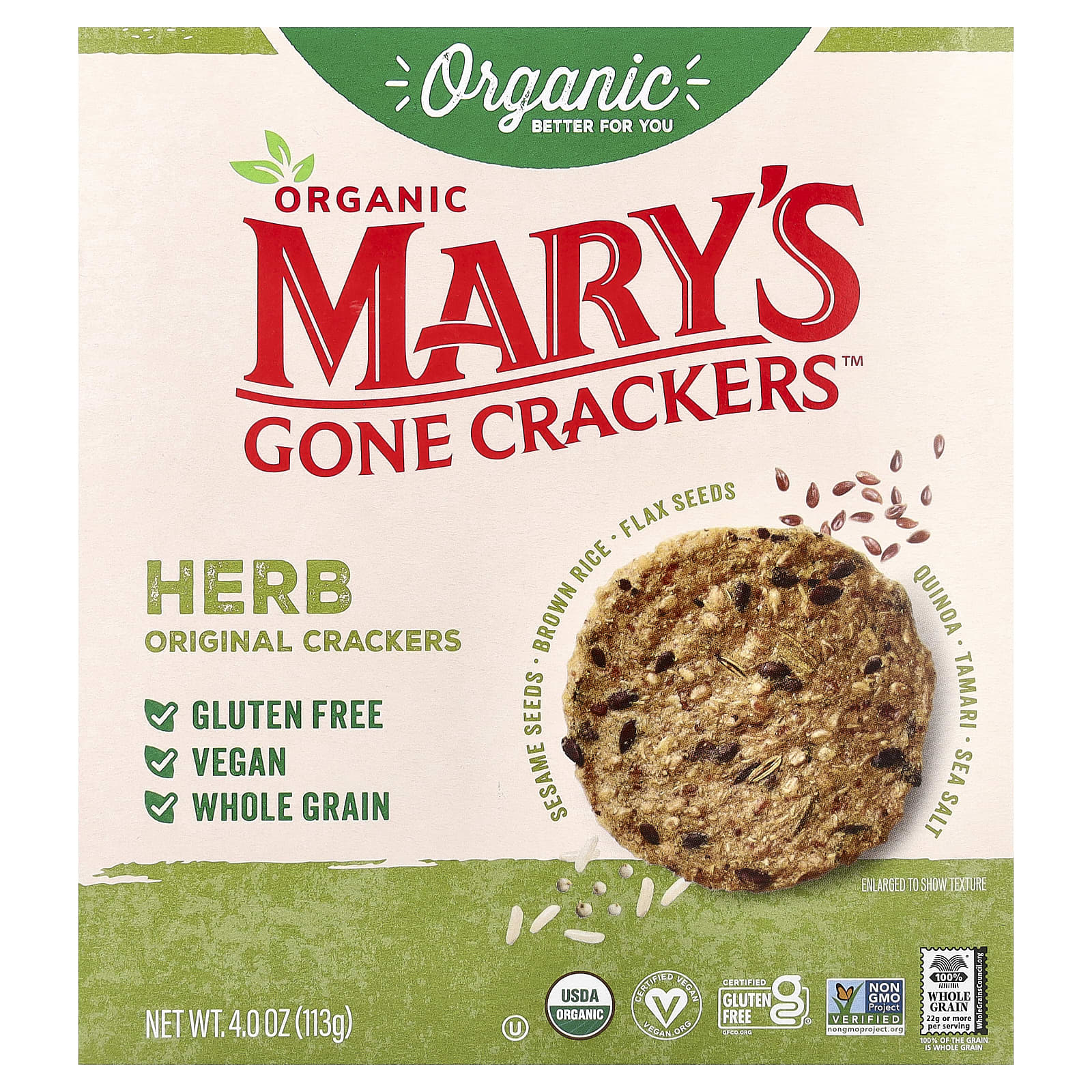 Mary's Gone Crackers, Organic Herb Original, крекеры, 113 г (4 унции)