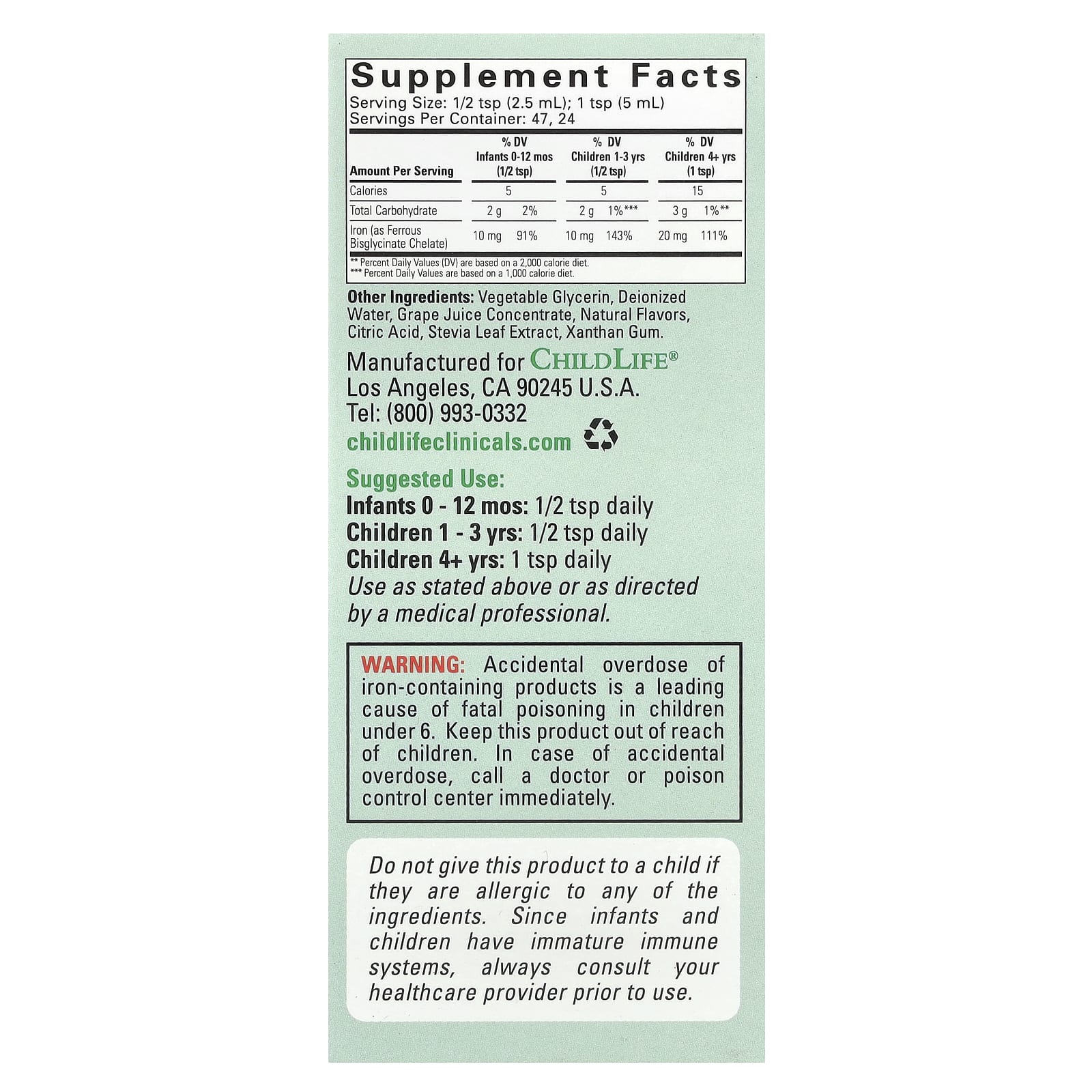 ChildLife Clinicals, жидкое железо, с натуральным ягодным вкусом, 118 мл (4 жидк. унции)