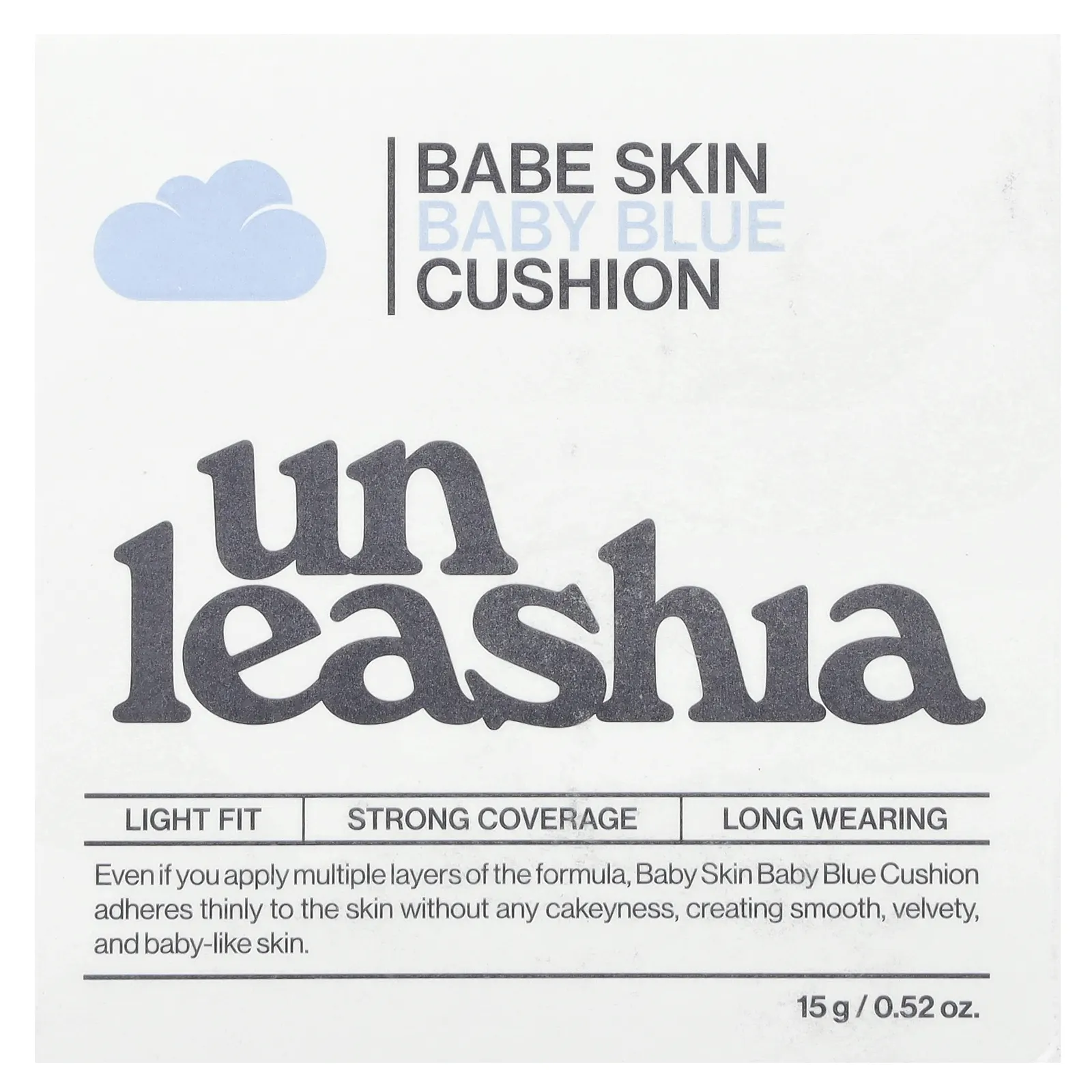Unleashia, Babe Skin, Baby Blue Cushion, SPF40 / PA ++, 18N чистый, 15 г (0,52 унции)