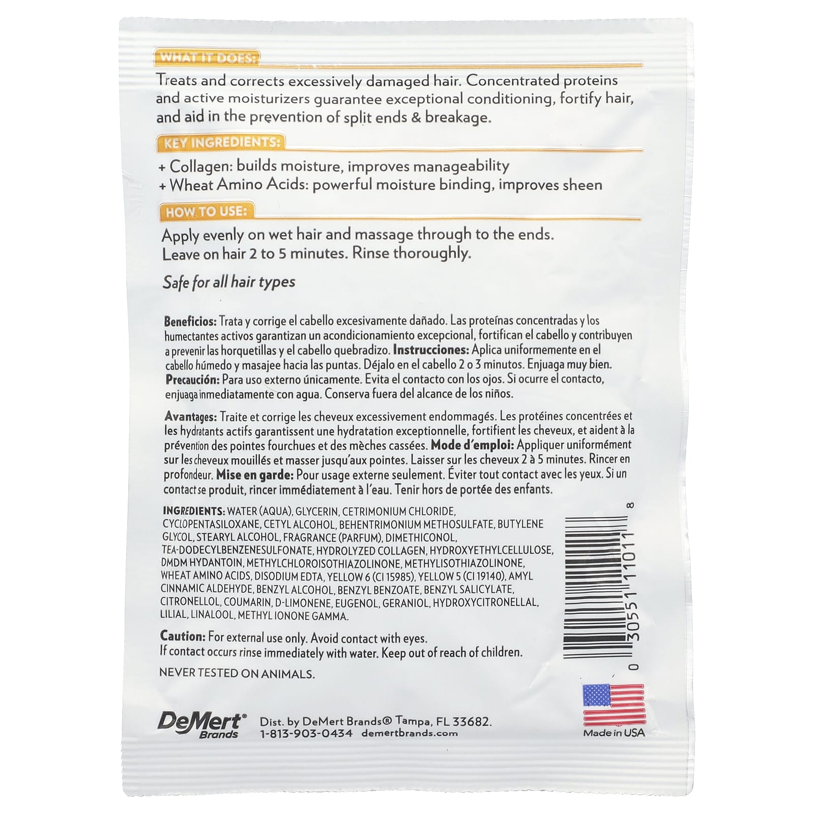 Hi Pro Pac, интенсивное протеиновое средство, для восстановления очень поврежденных волос, 52 мл (1,75 жидк. унции)