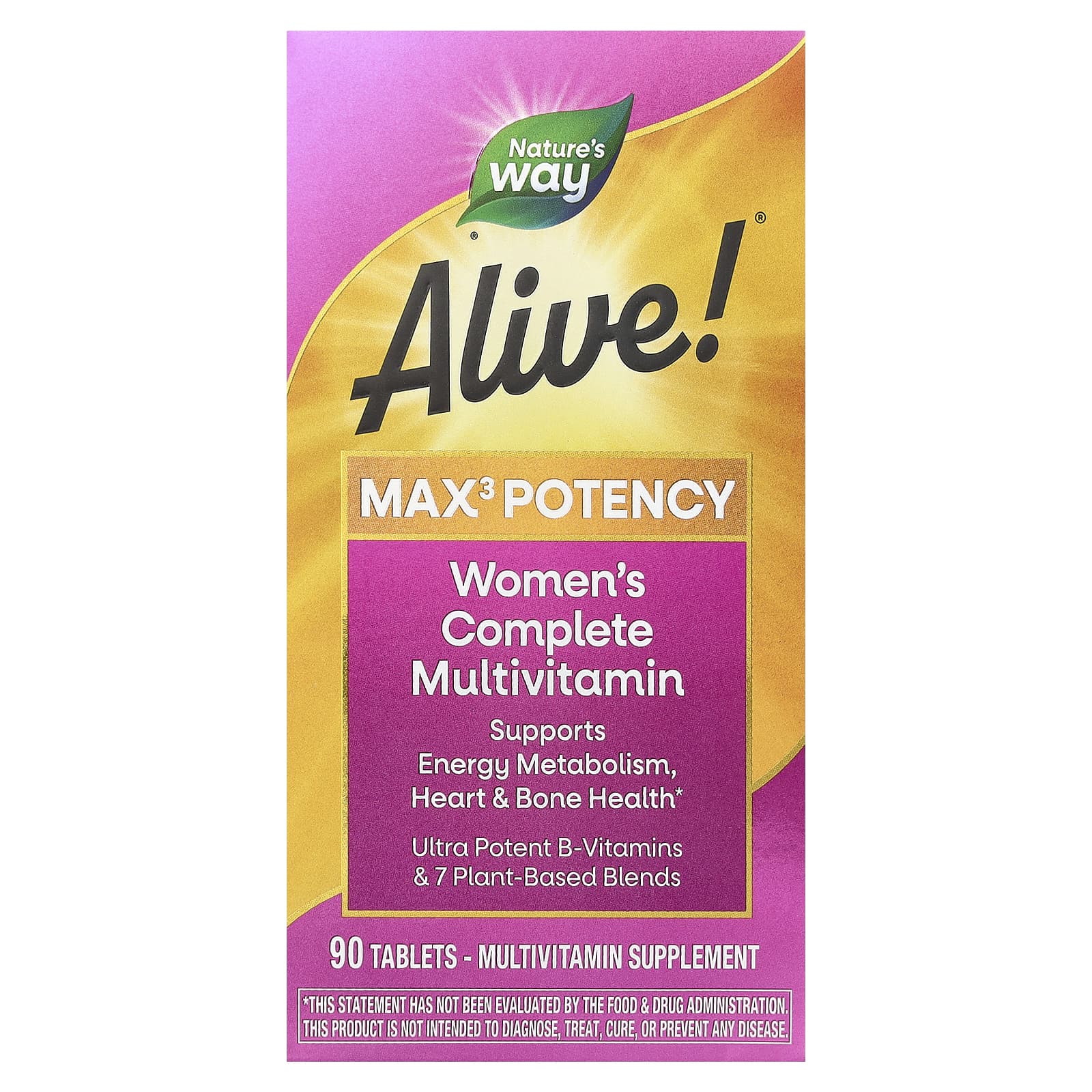Nature's Way, Alive! Max3 Potency, мультивитамины для женщин, 90 таблеток