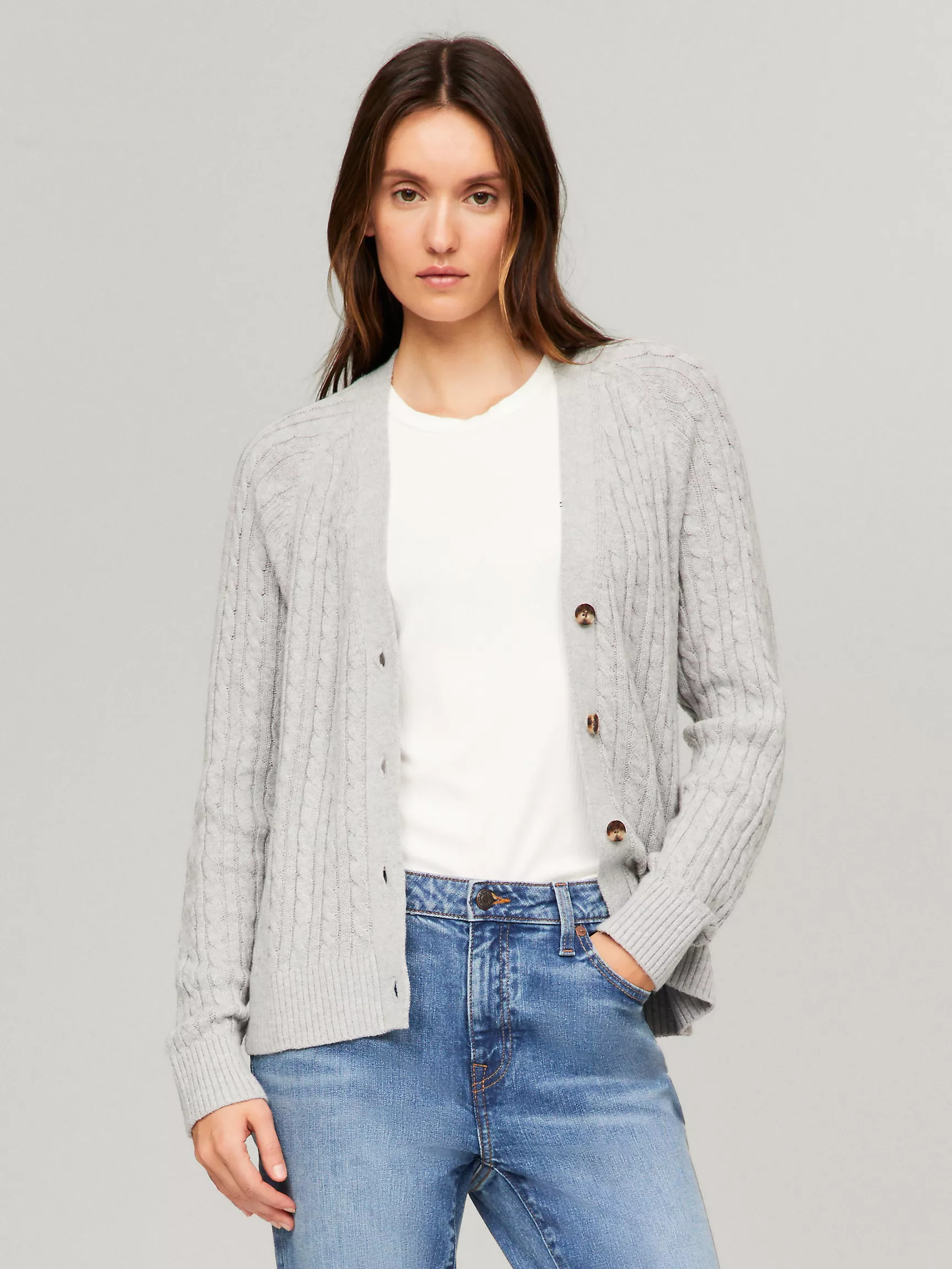 Женский свитер Tommy Hilfiger, Кардиган с V-образным вырезом из шерстяной смеси с узором "косы"