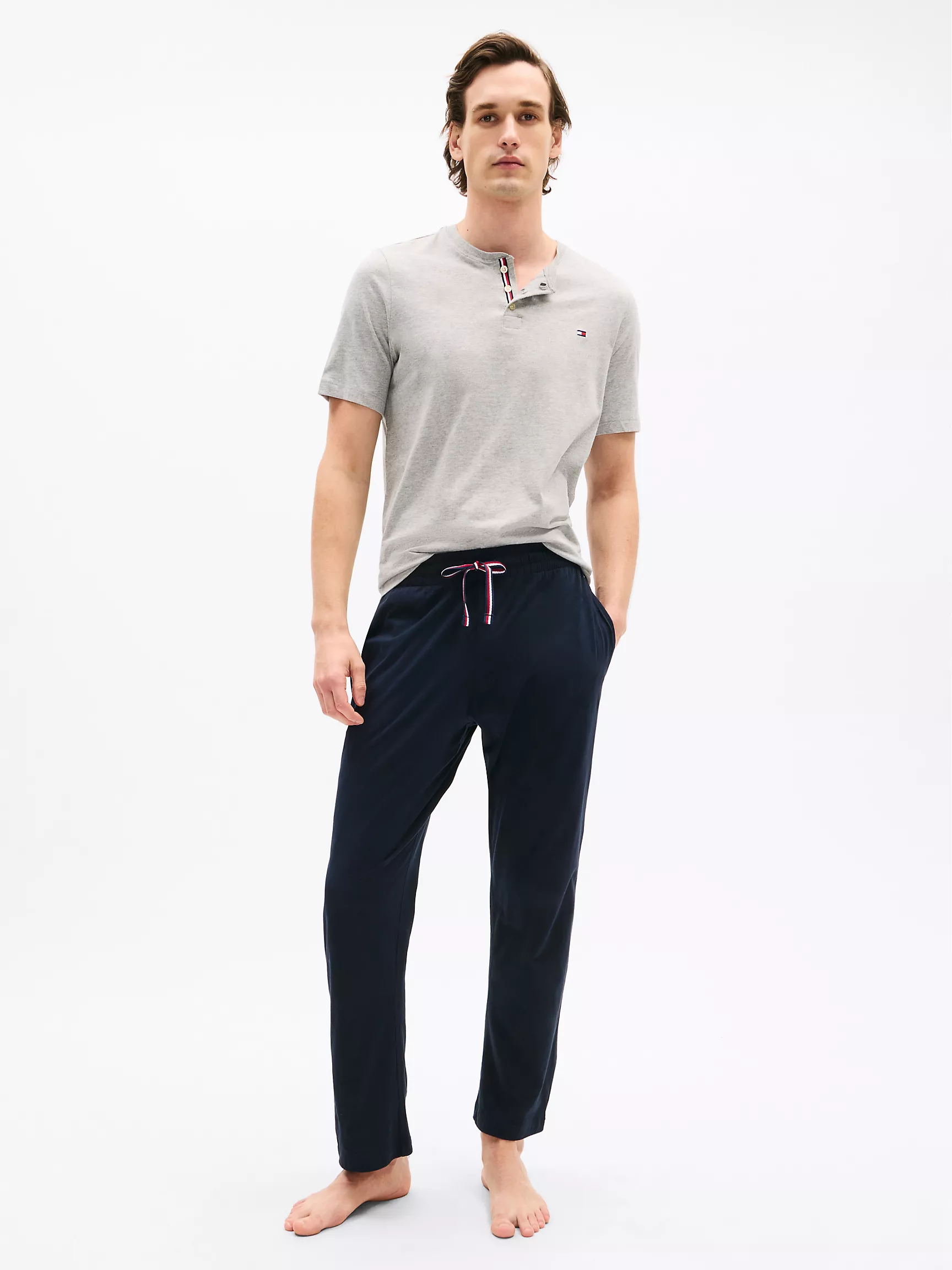 Мужская одежда для сна Tommy Hilfiger, Замшевая пижамная рубашка Henley из джерси