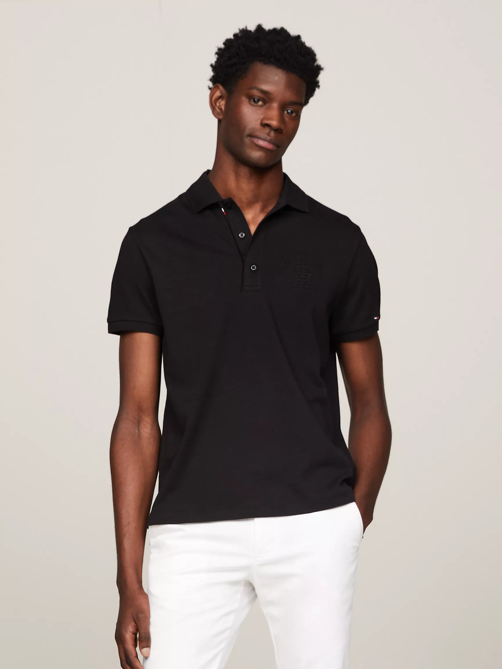 Мужское поло Tommy Hilfiger, Поло стандартного кроя из ткани Interlock с логотипом TH