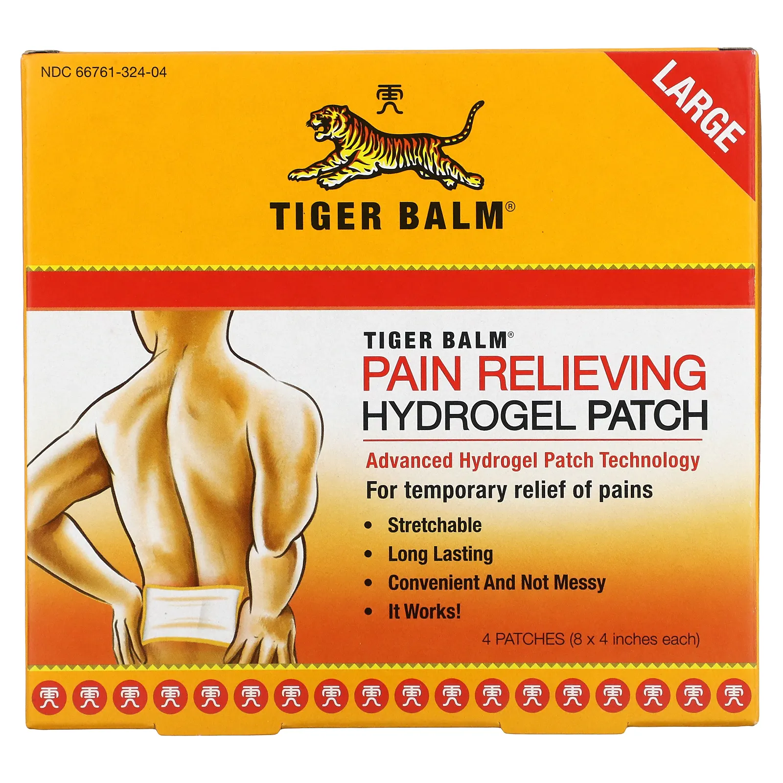 Tiger Balm, Обезболивающий гидрогелевый патч, большой, 4 патча