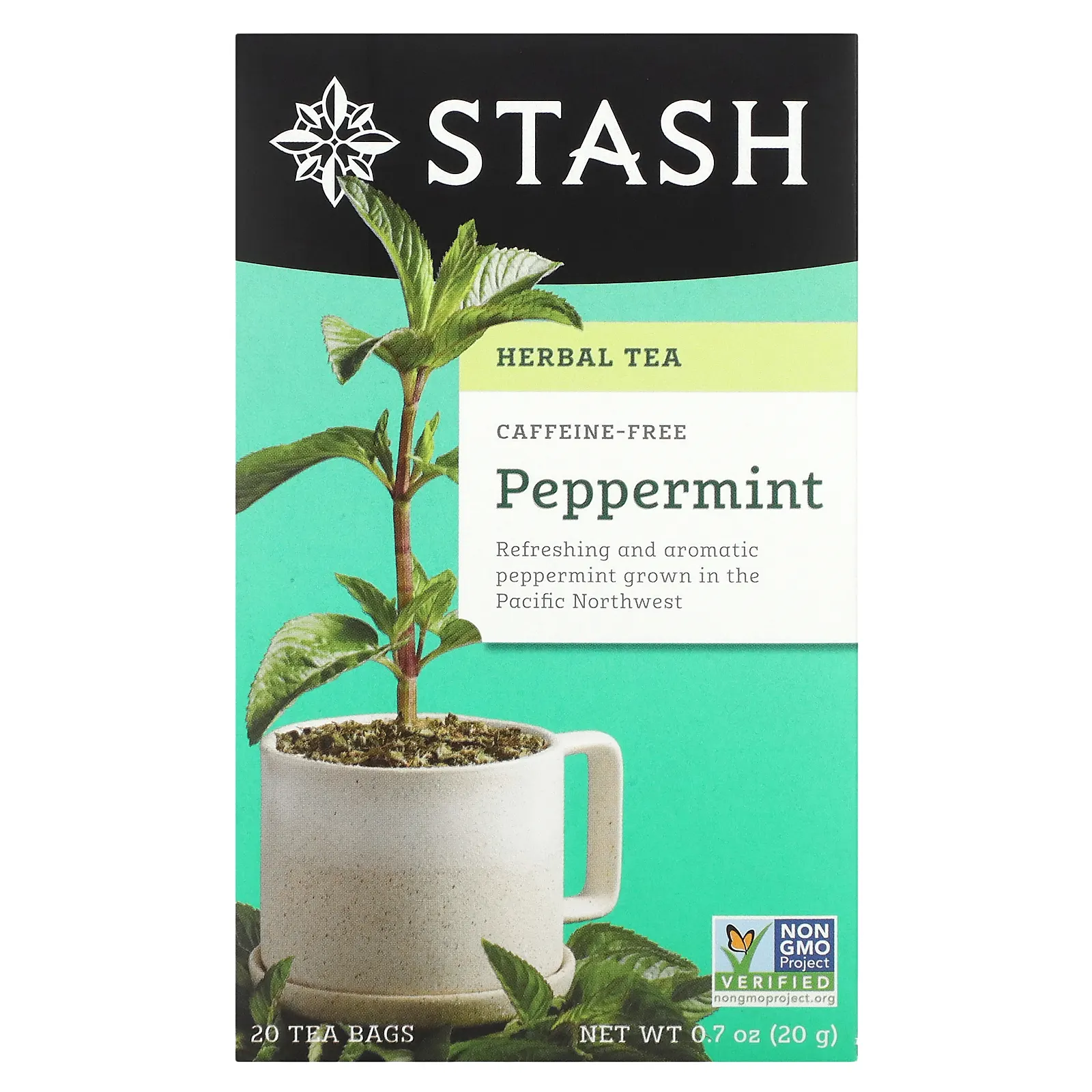 Stash Tea, Herbal Tea, перечная мята, без кофеина, 20 чайных пакетиков, 20 г (0,7 унции)