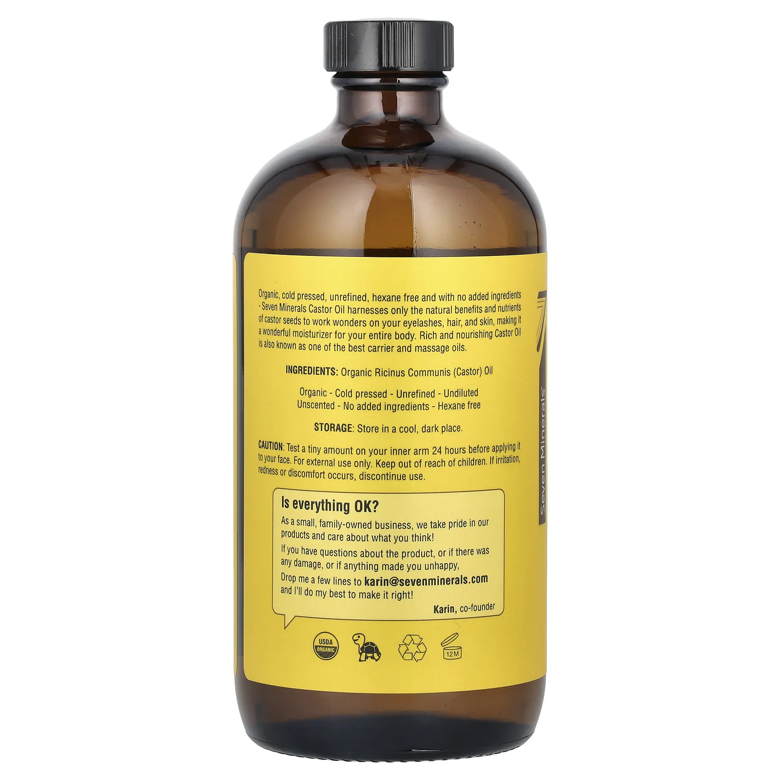 Seven Minerals, органическое касторовое масло, 473 мл (16 жидк. унций)