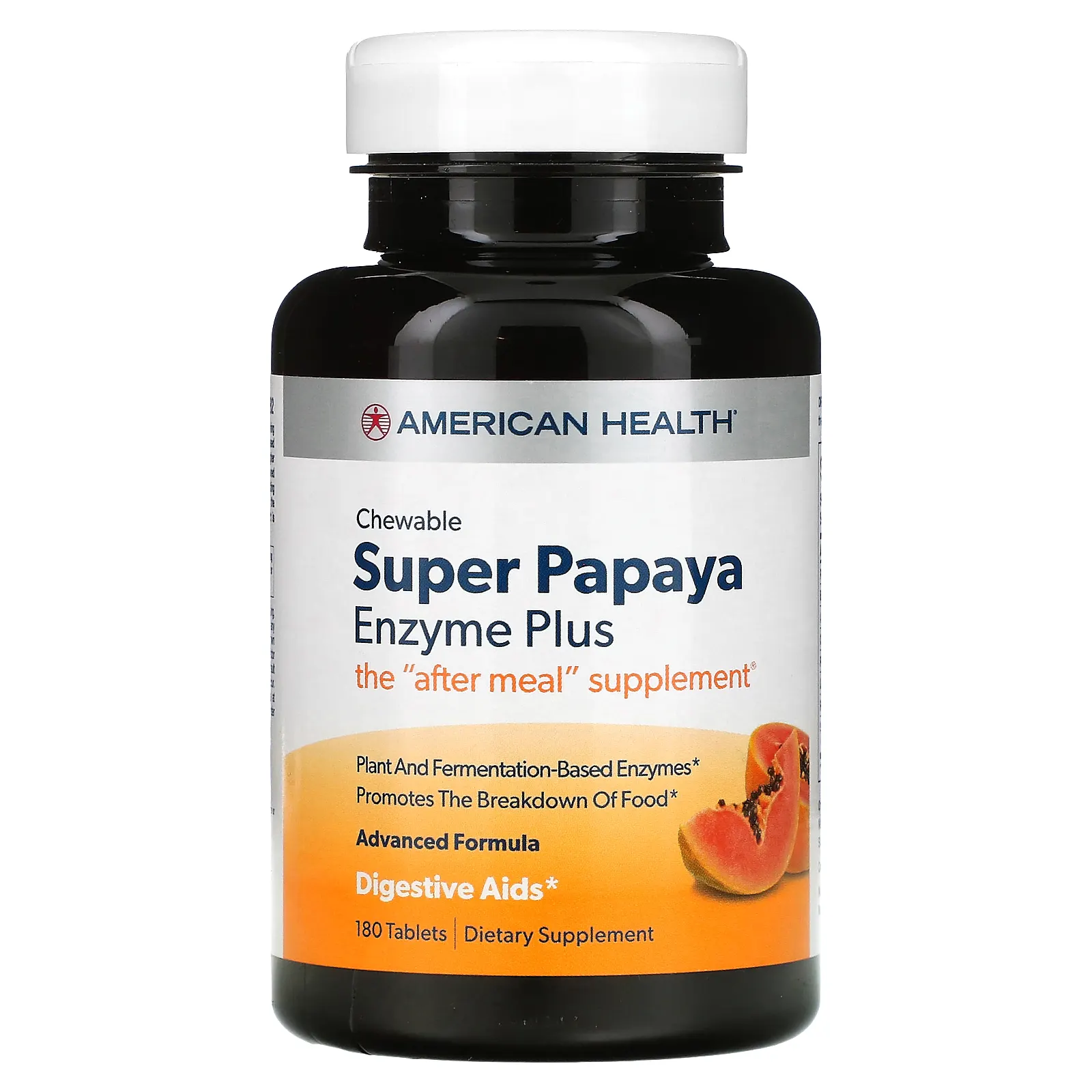 American Health, Super Papaya Enzyme Plus, жевательные таблетки с ферментами, папайя, 180 шт.