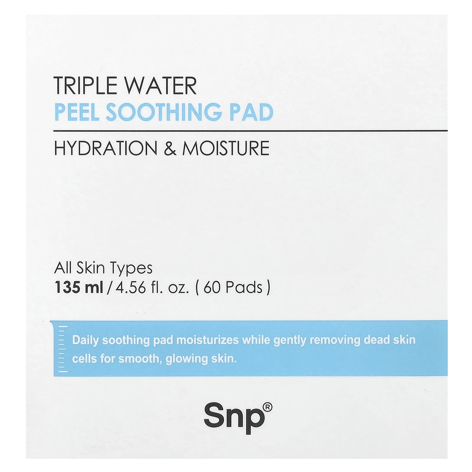 SNP, Triple Water, пилинг-диски с успокаивающим эффектом, 60 шт., 135 мл (4,56 жидк. унции)