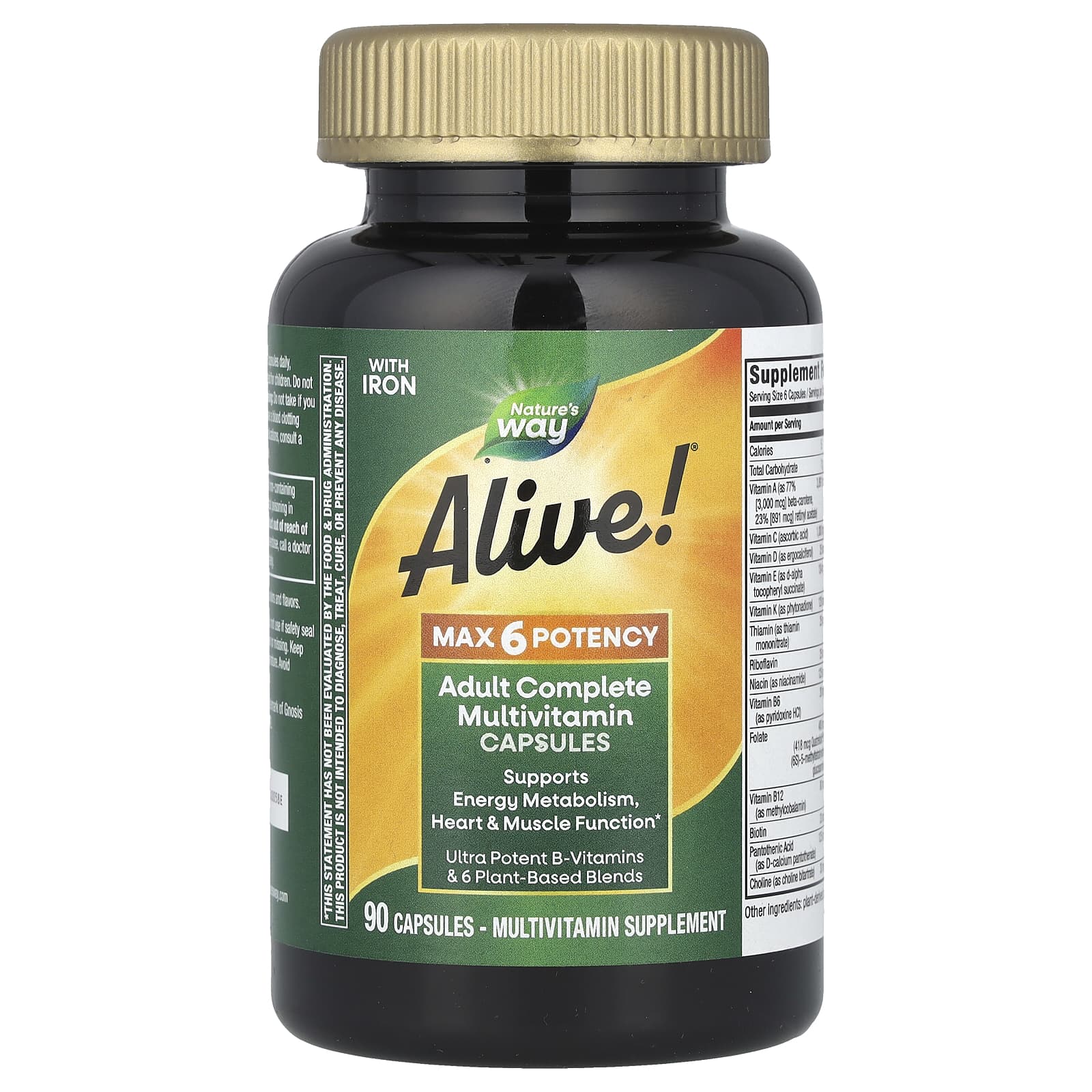 Nature's Way, Alive! Max6 Potency, мультивитамины, 90 капсул