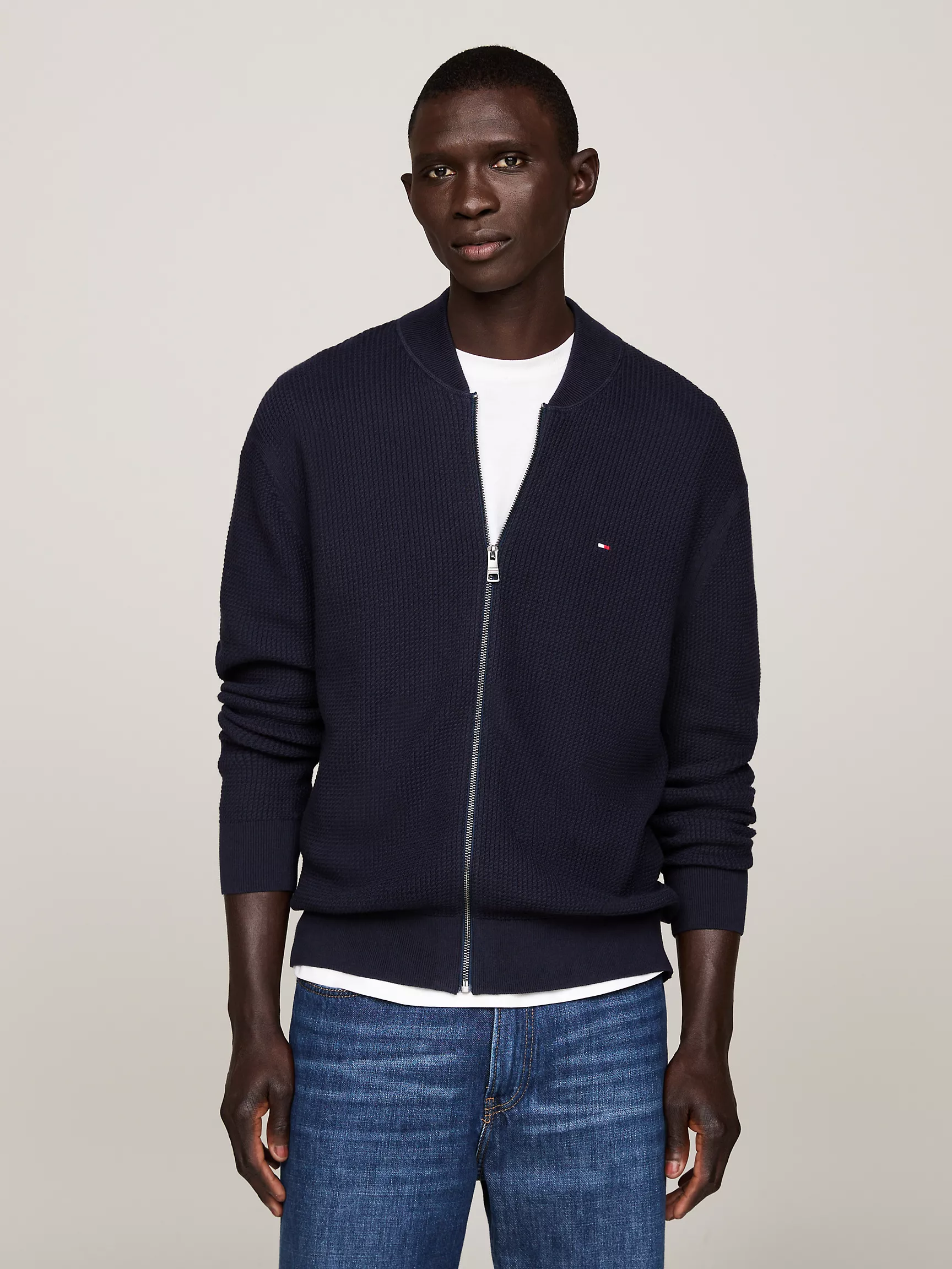 Мужской свитер Tommy Hilfiger, Фактурный вязаный свитер на молнии