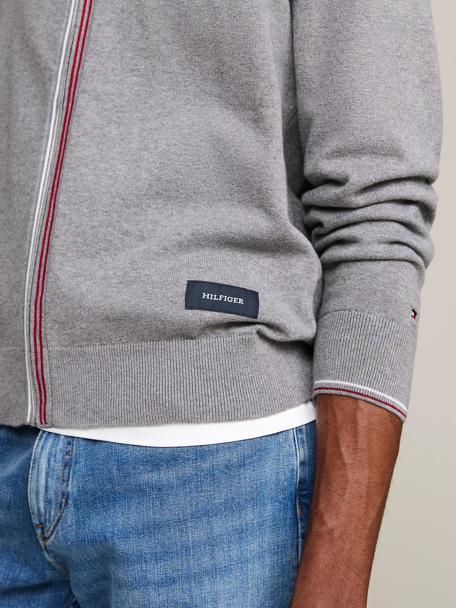 Мужской свитер Tommy Hilfiger, Свитер на молнии с полосатой планкой