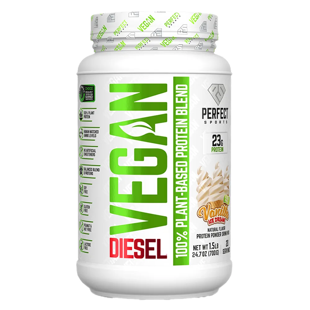 Perfect Sports, Vegan Diesel, смесь 100% растительных белков, ванильное мороженое, 700 г (1,5 фунта)
