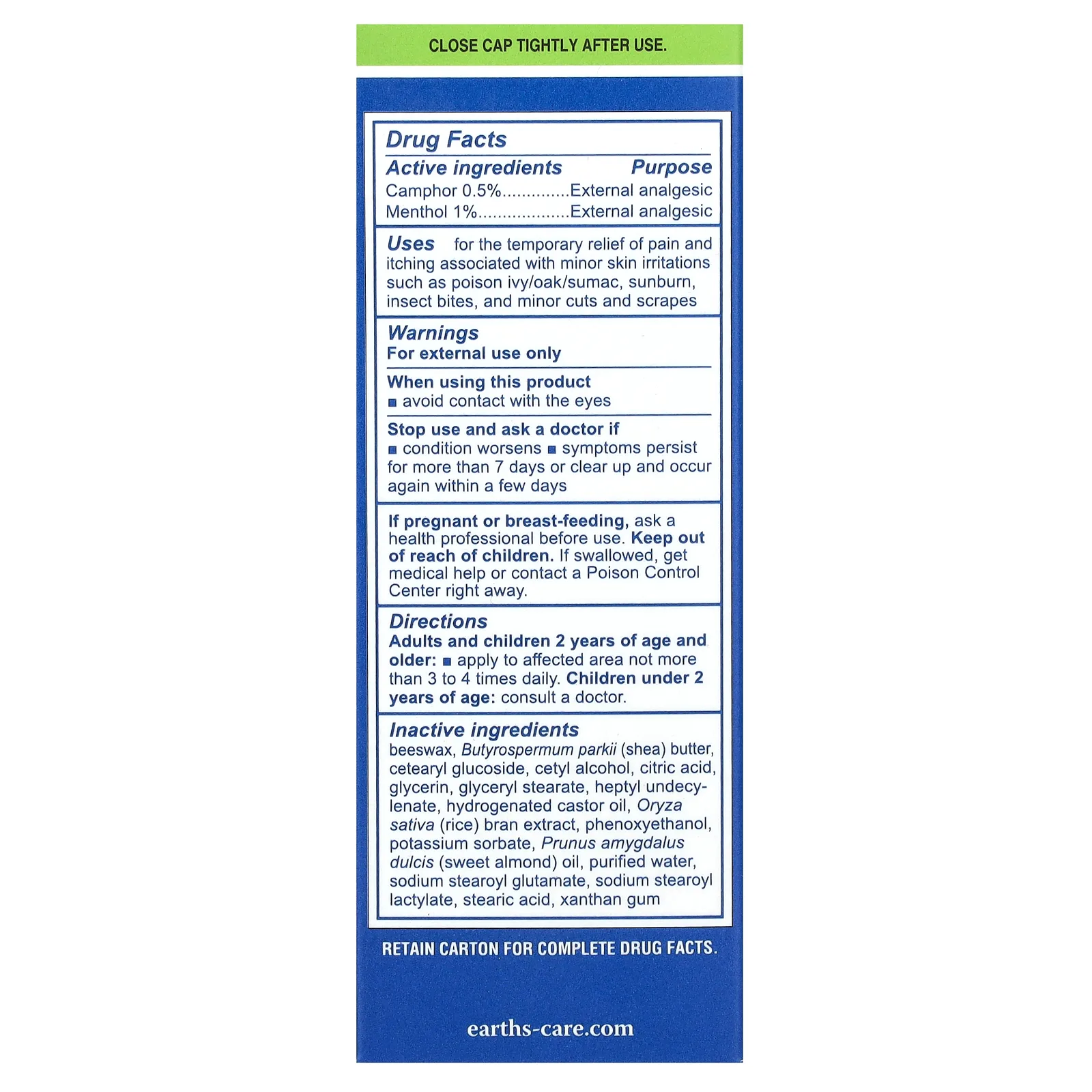 Earth's Care, Крем против зуда, с маслом ши и миндальным маслом, 68 г (2,4 унции)